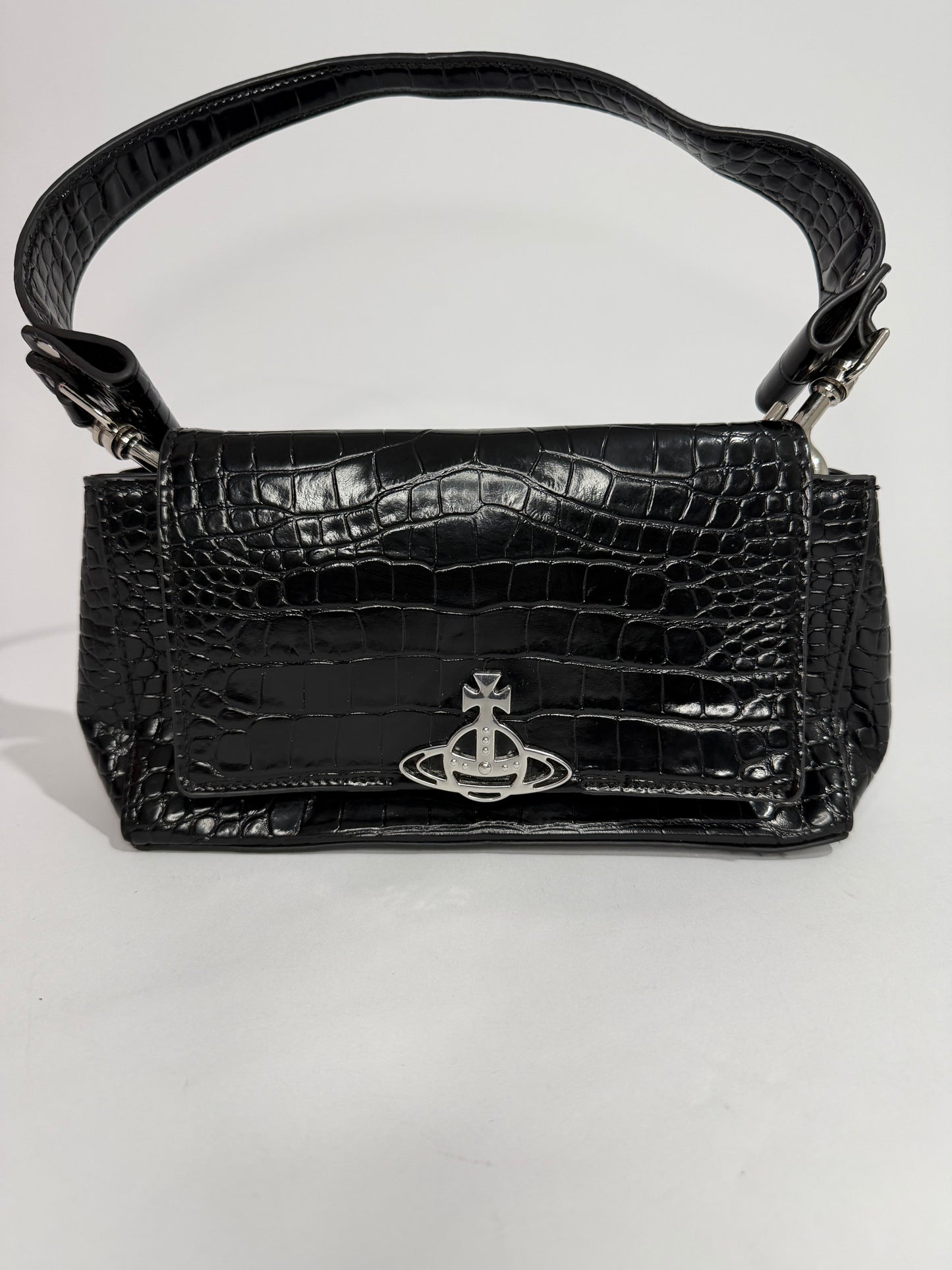 Vivienne Westwood Black Small Patent Leather Hazel Top-Handle Bag