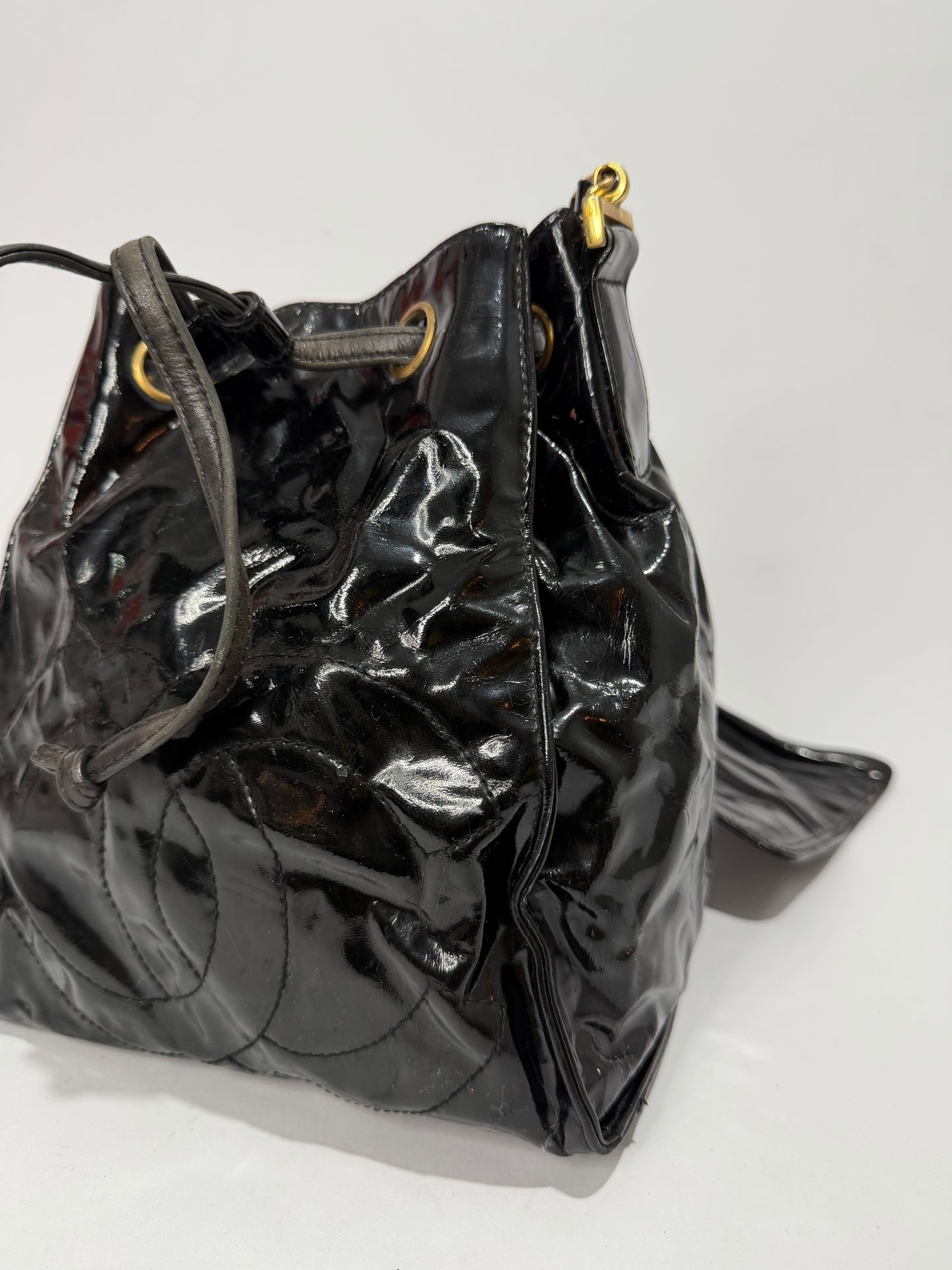 Vintage Chanel CC Patent Bucket Bag