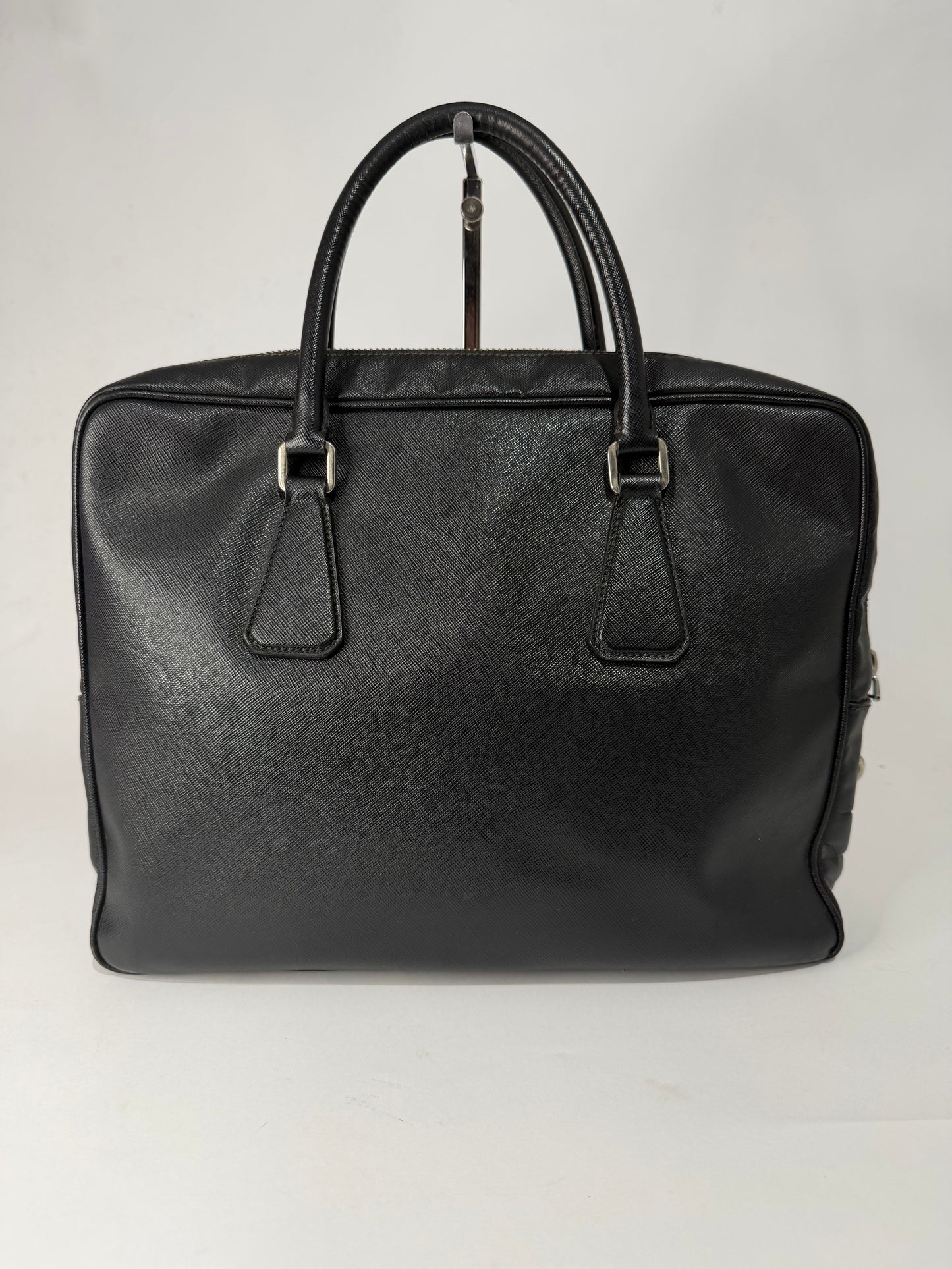 PRADA Leather Travel Briefcase Black