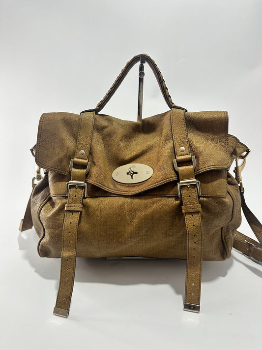 Mulberry Brown Leather Oversized Alexa Satchel Bag