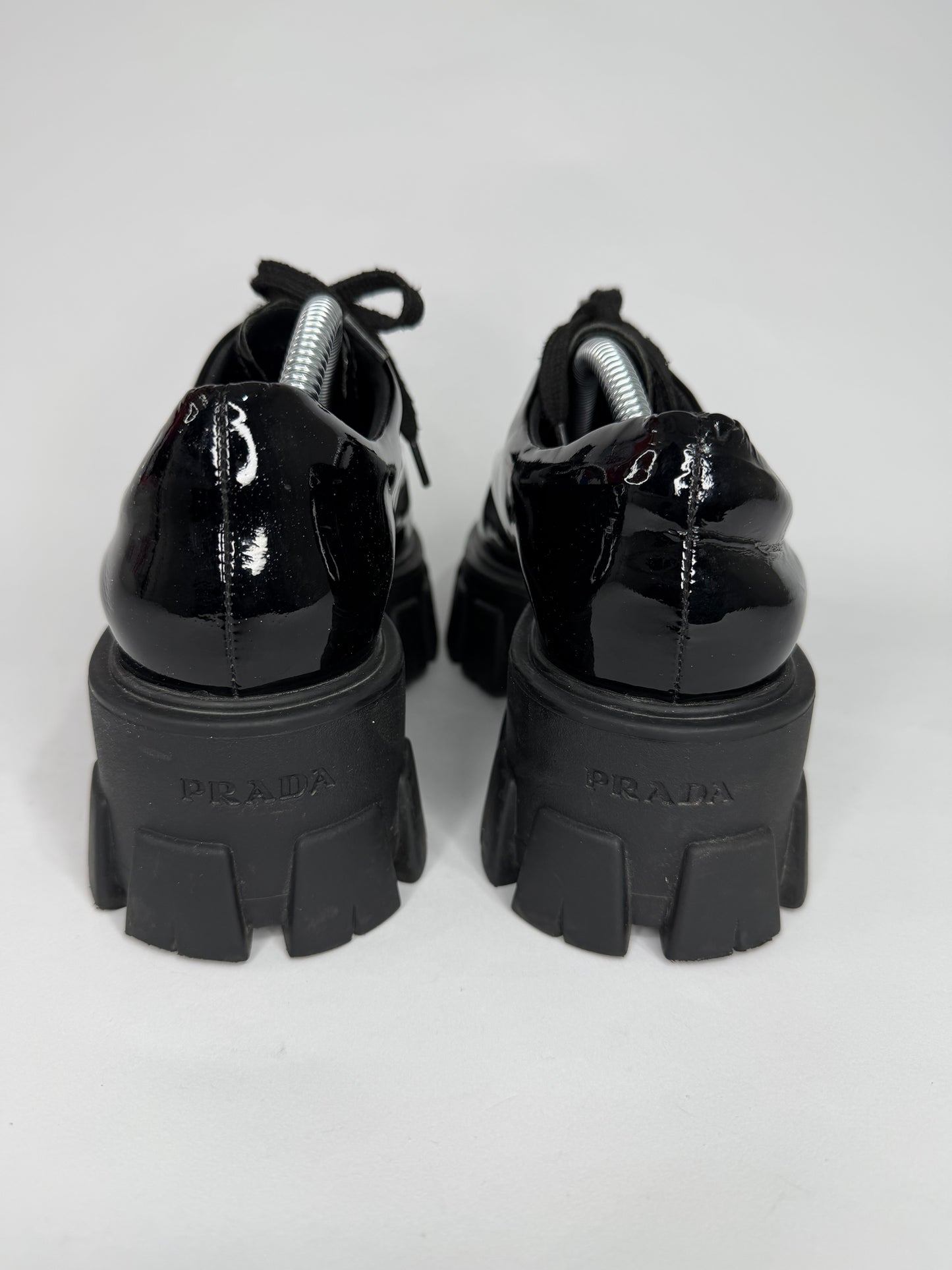Prada Black Patent Leather Monolith Platform Derby Sneakers Size 36 EU/ 6 US / 3 UK