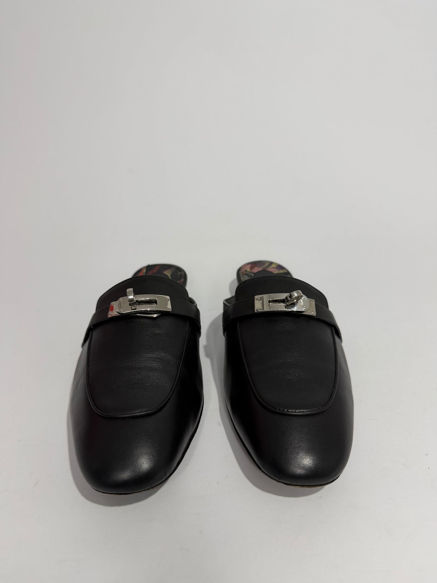 Hermes Black Calf Leather Oz Mule Size 40.5 EU/ 10.5 US/ 7.5 UK