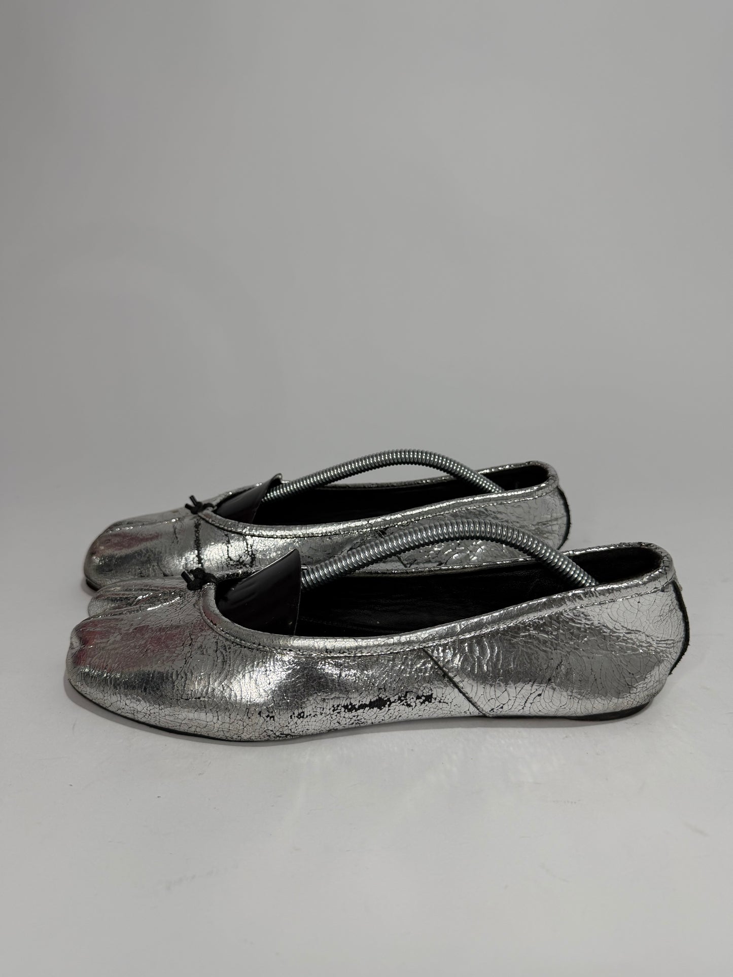 Maison Margiela Silver Tabi Mirror Ballerina Flats Size 38 EU/ 8US