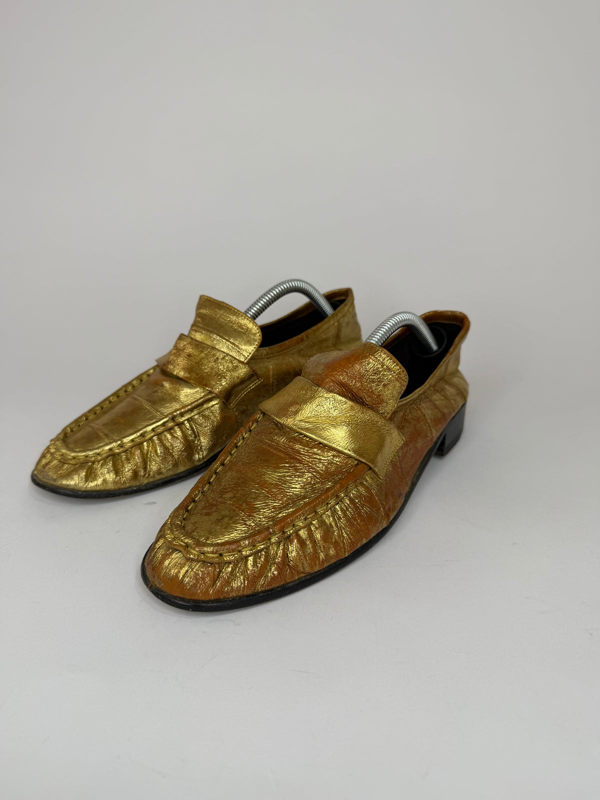 The Row Gold
Eel Skin Loafers 
Women's Size 35 EU/5 US / 3 UK