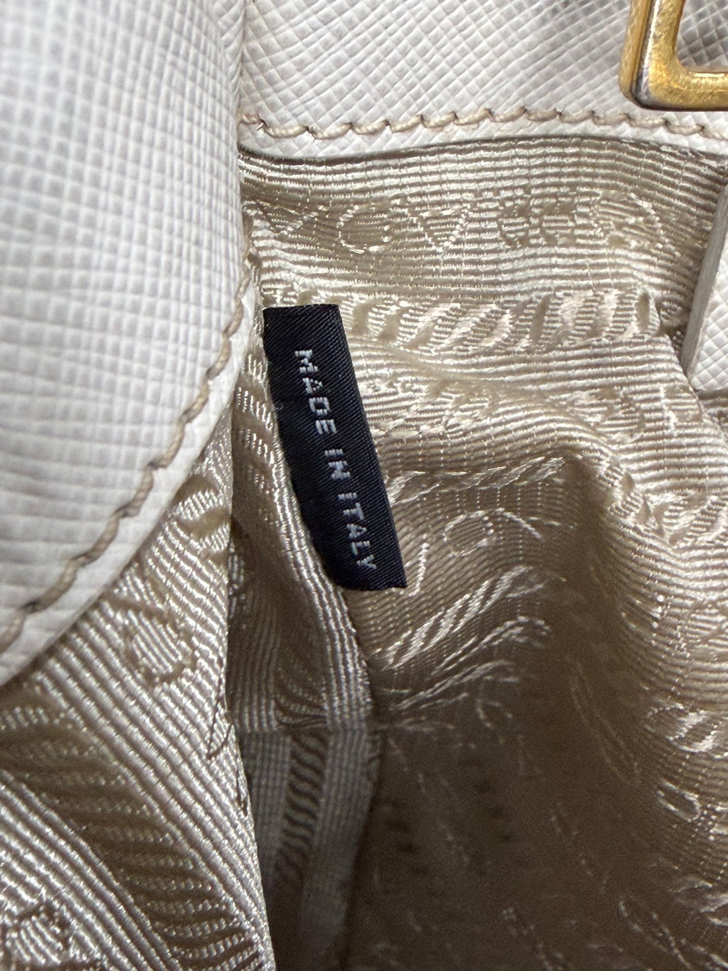 PRADA Grey Saffiano Lux Leather Large Double Zip Tote