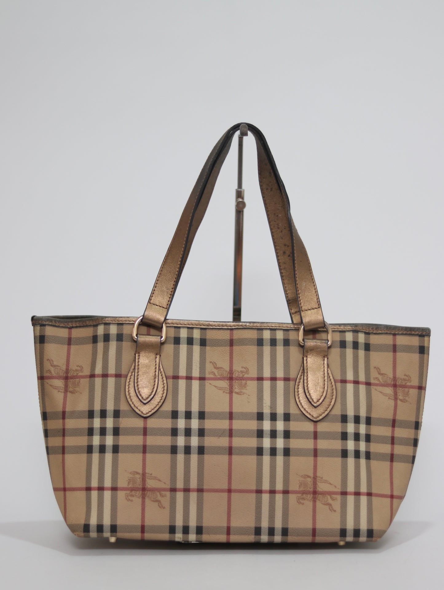BURBERRY 
Haymarket Check Medium Regent Tote Gold