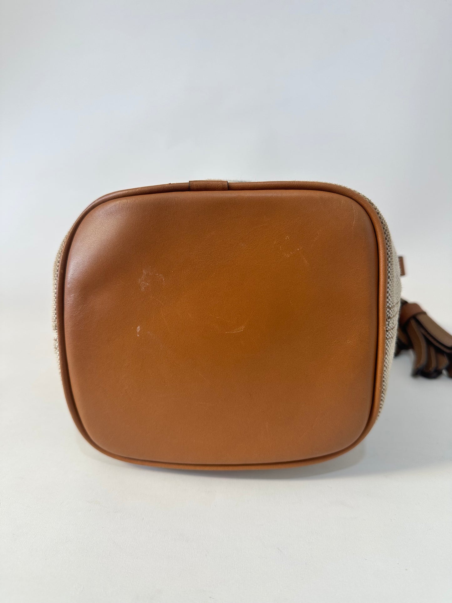 BURBERRY Canvas Mega Check Mini Ashby Tassel Crossbody Brown