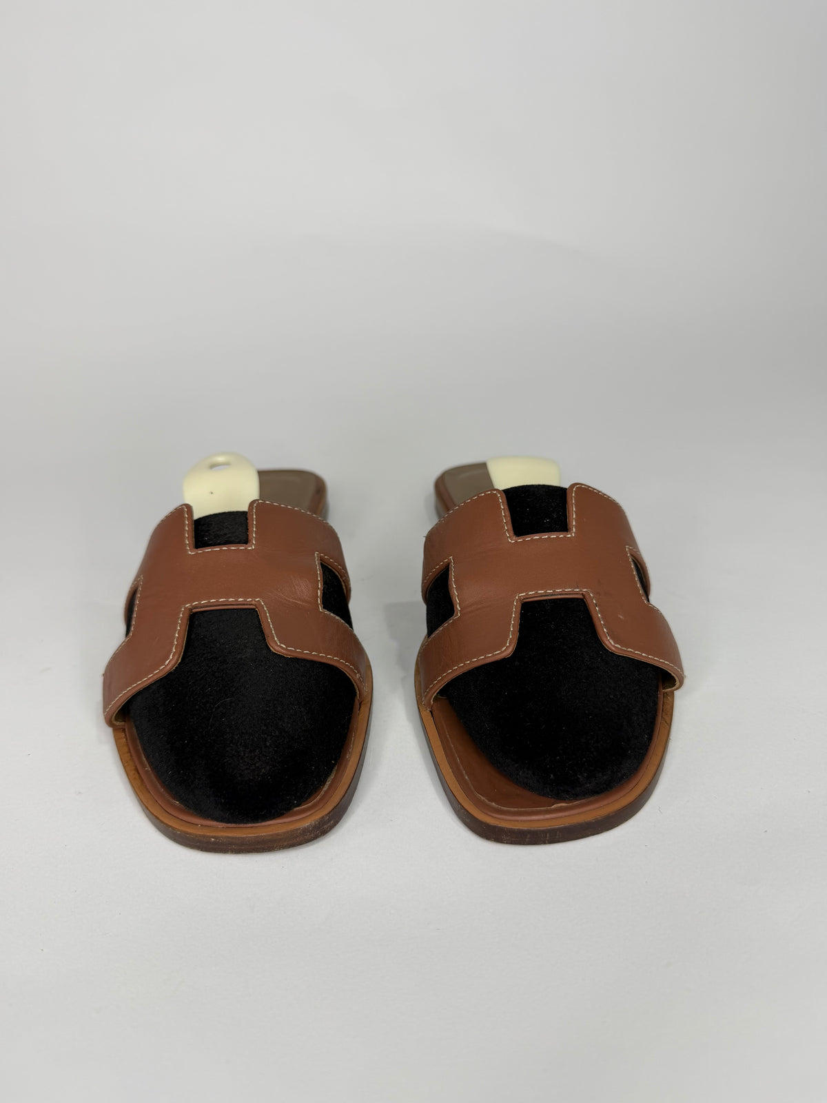 HERMES Brown Box Calfskin Oran Sandals 37 EU/ 7 US / 4 UK