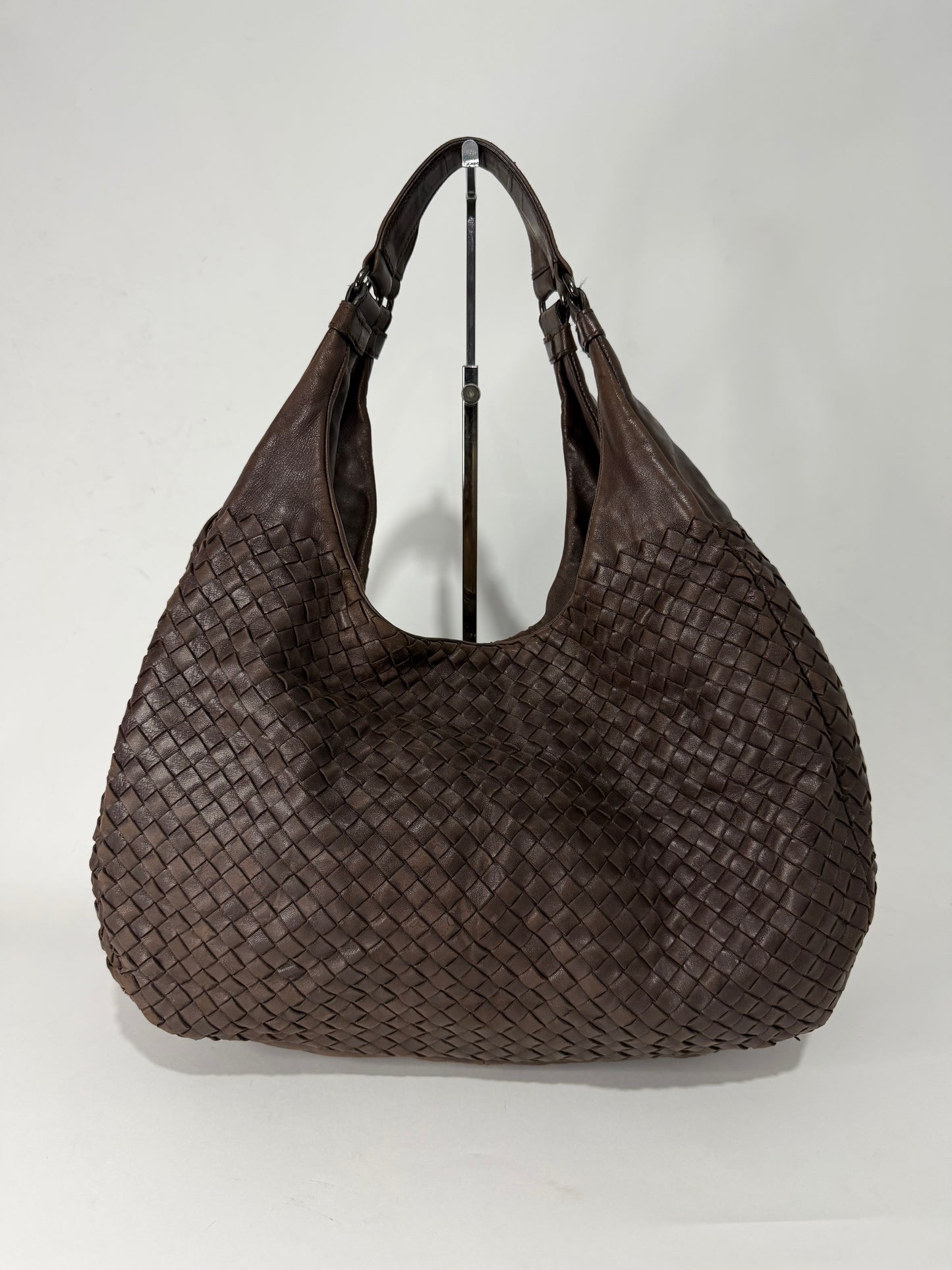 BOTTEGA VENETA Ebano Woven Leather Large Campana Bag