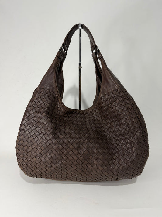 BOTTEGA VENETA Ebano Woven Leather Large Campana Bag