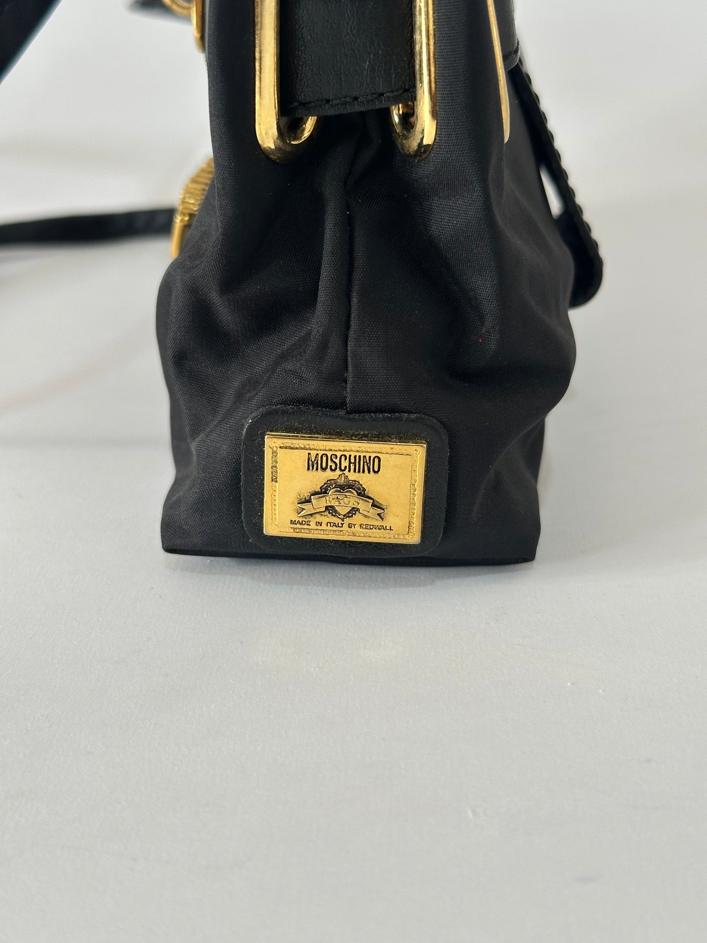 Vintage 1990's Moschino Brown Nylon & Leather Miniature Kelly Micro Bag