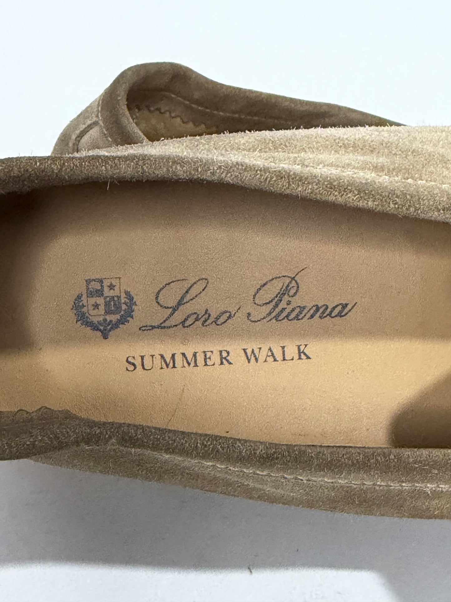Loro Piana Beige Suede Summer Charms Walk Slip On Loafers Size 40 EU/10 US