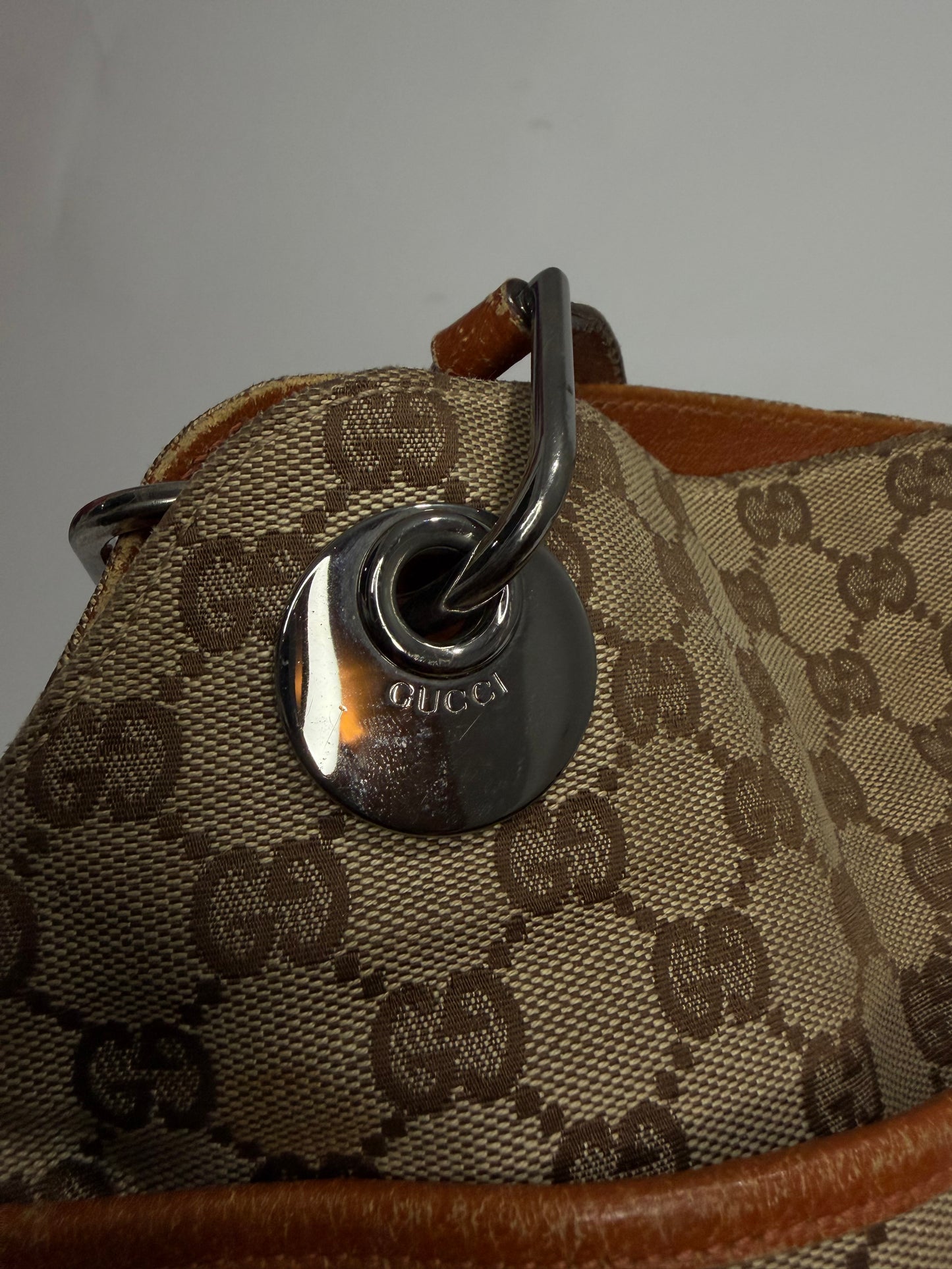 Gucci Beige/Brown GG Canvas and Leather Eclipse Shoulder Bag