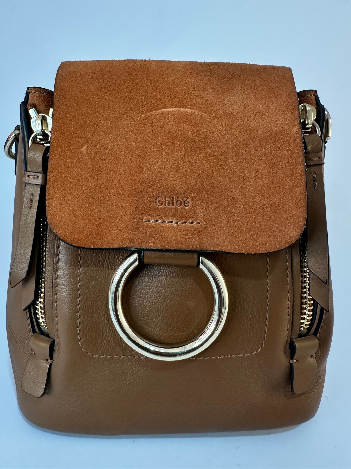 CHLOE

Suede Calfskin Small Faye Backpack Tan