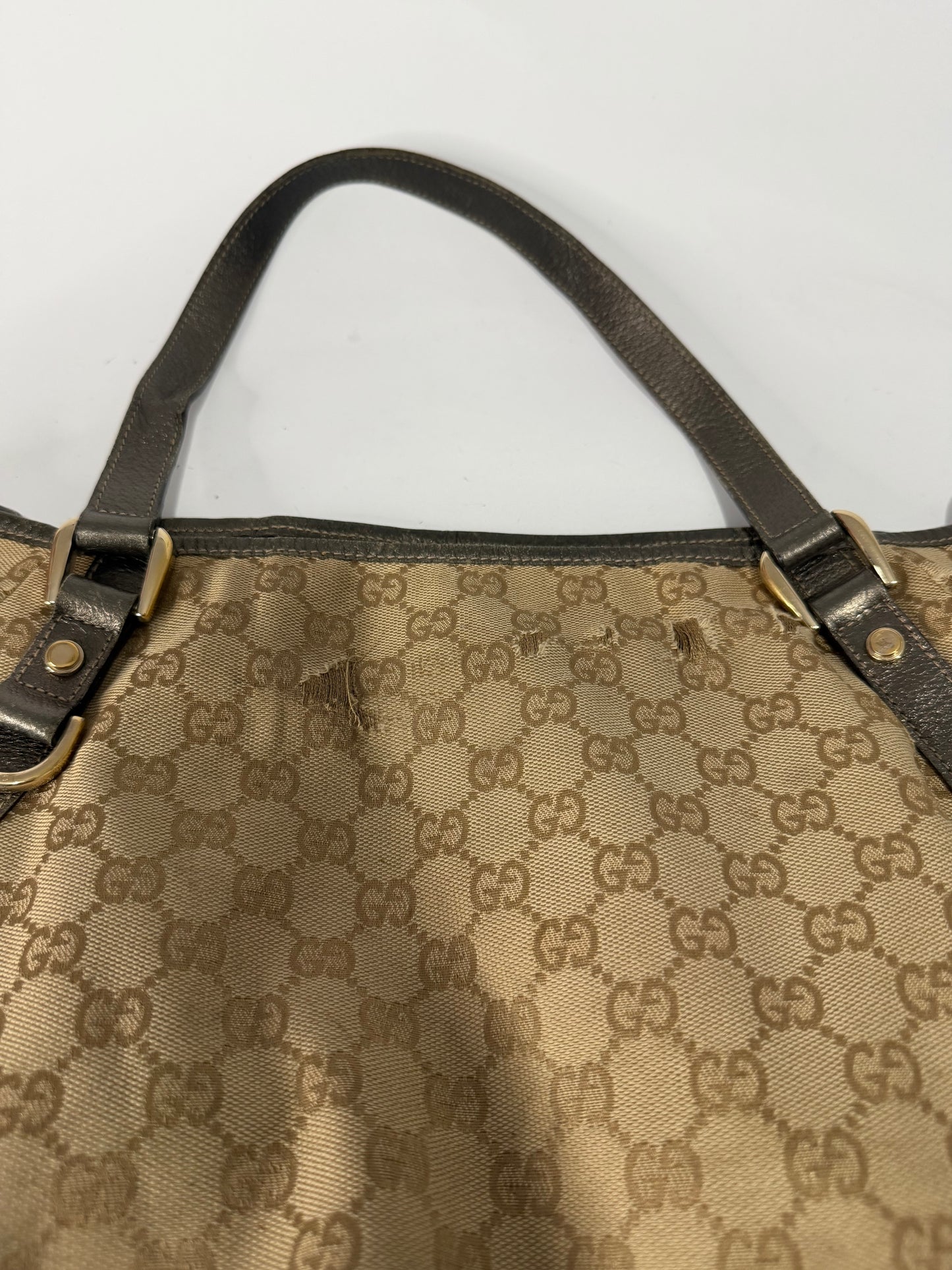 Gucci Beige/Grey GG Canvas and Leather Abbey Tote