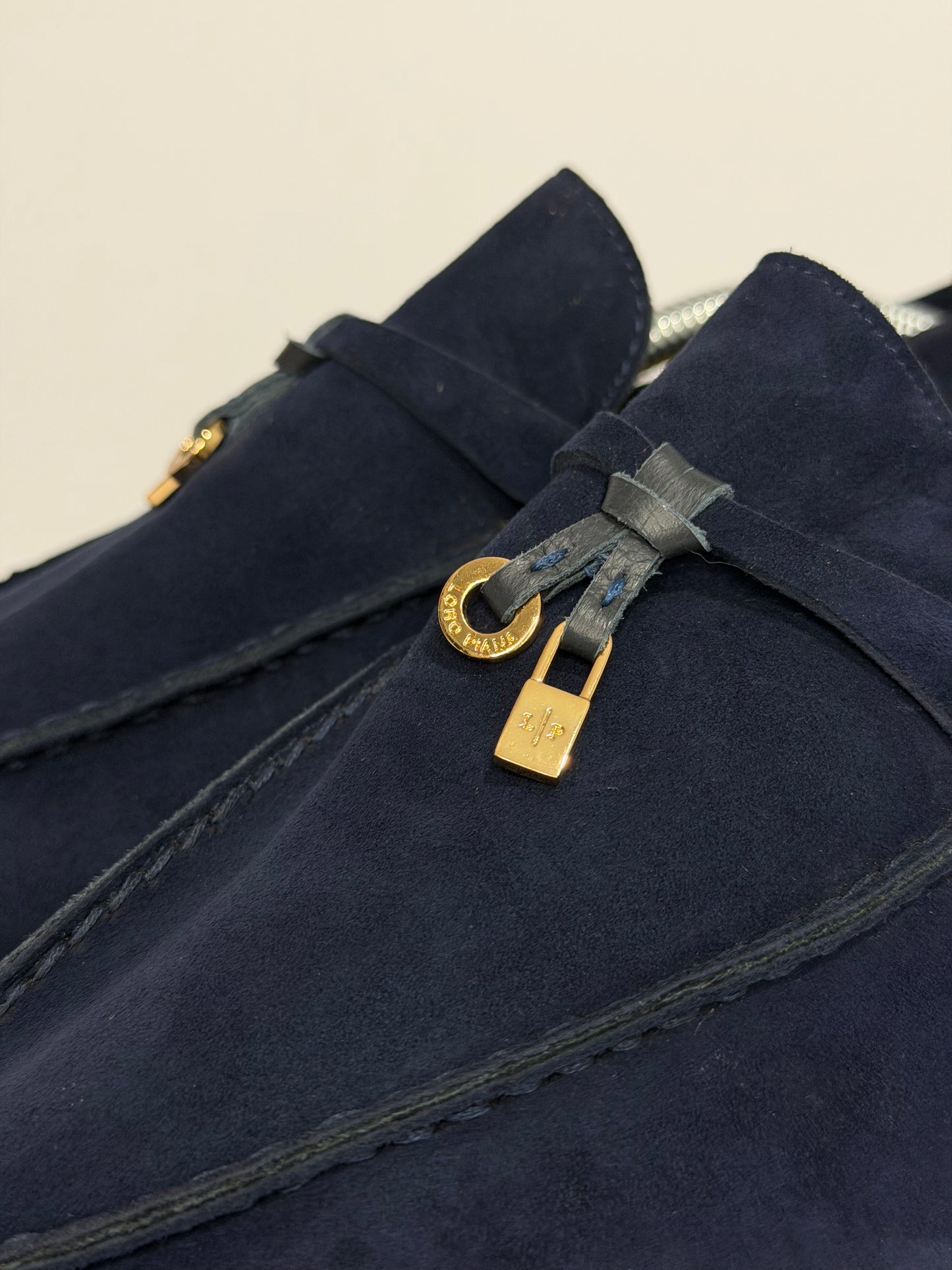 Loro Piana Navy Blue Suede Summer Charms Walk Loafers Size 40 EU/ 10 US