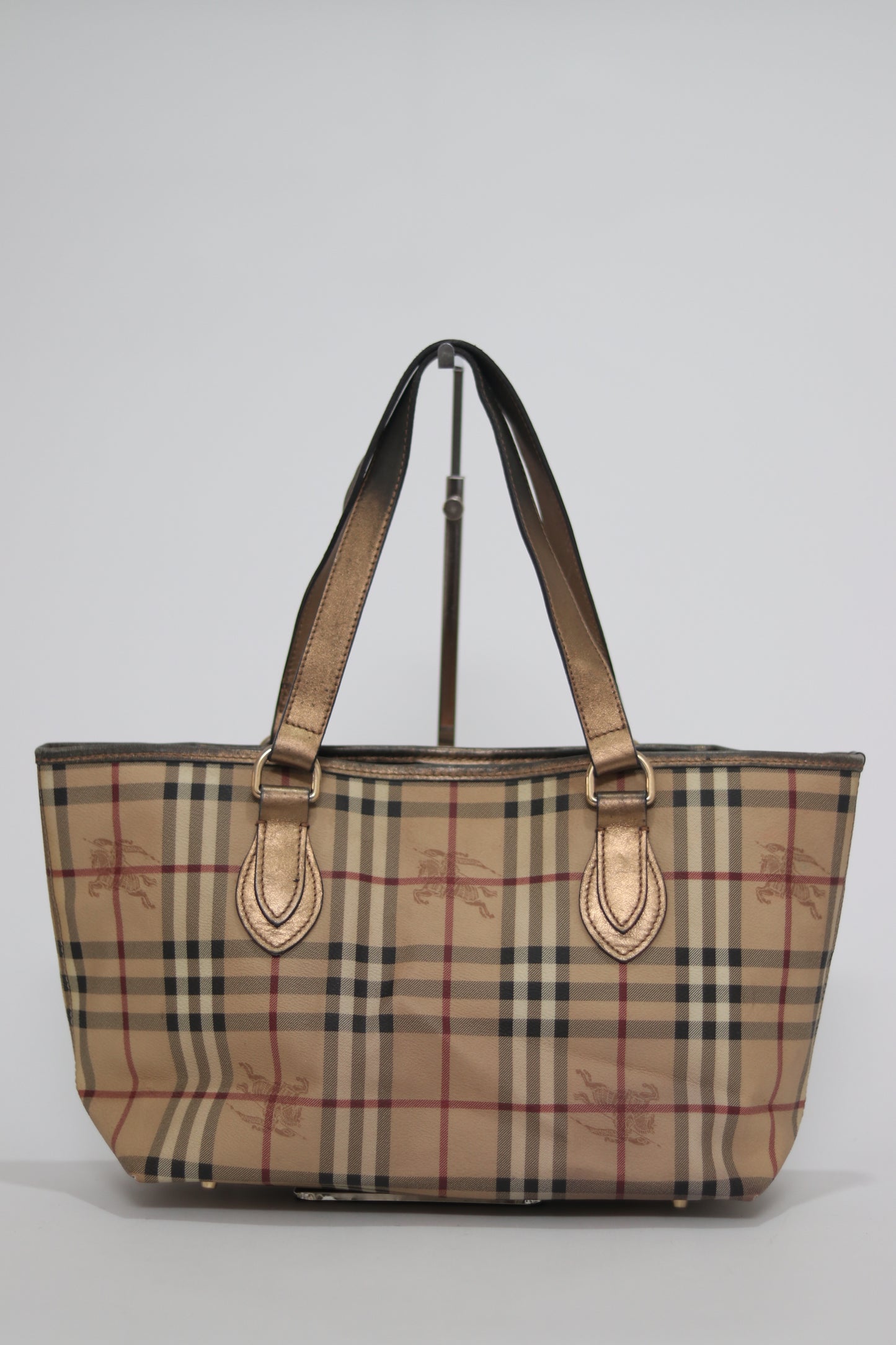 BURBERRY 
Haymarket Check Medium Regent Tote Gold