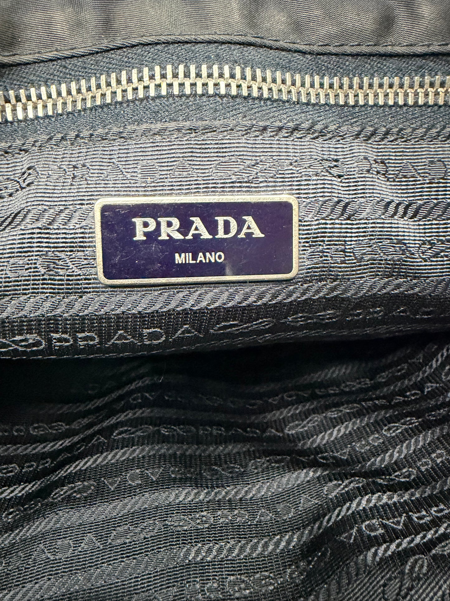 Prada Navy Nylon Flap Messenger Bag