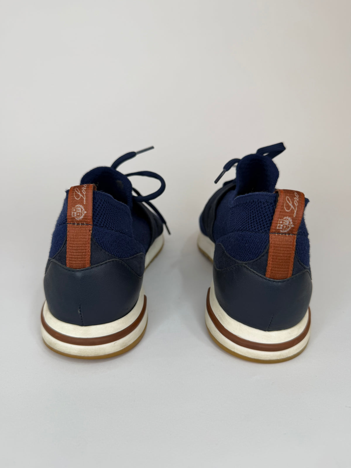 Loro Piana Blue Knit Fabric 360 LP Flexy Walk Low Top Sneakers Size 41 EU/ 8 US / 7 US