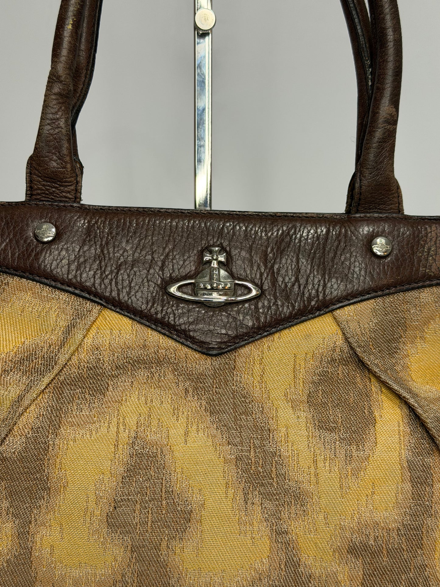 Vivienne Westwood Leopard Print Canvas & Leather Shoulder Tote Bag