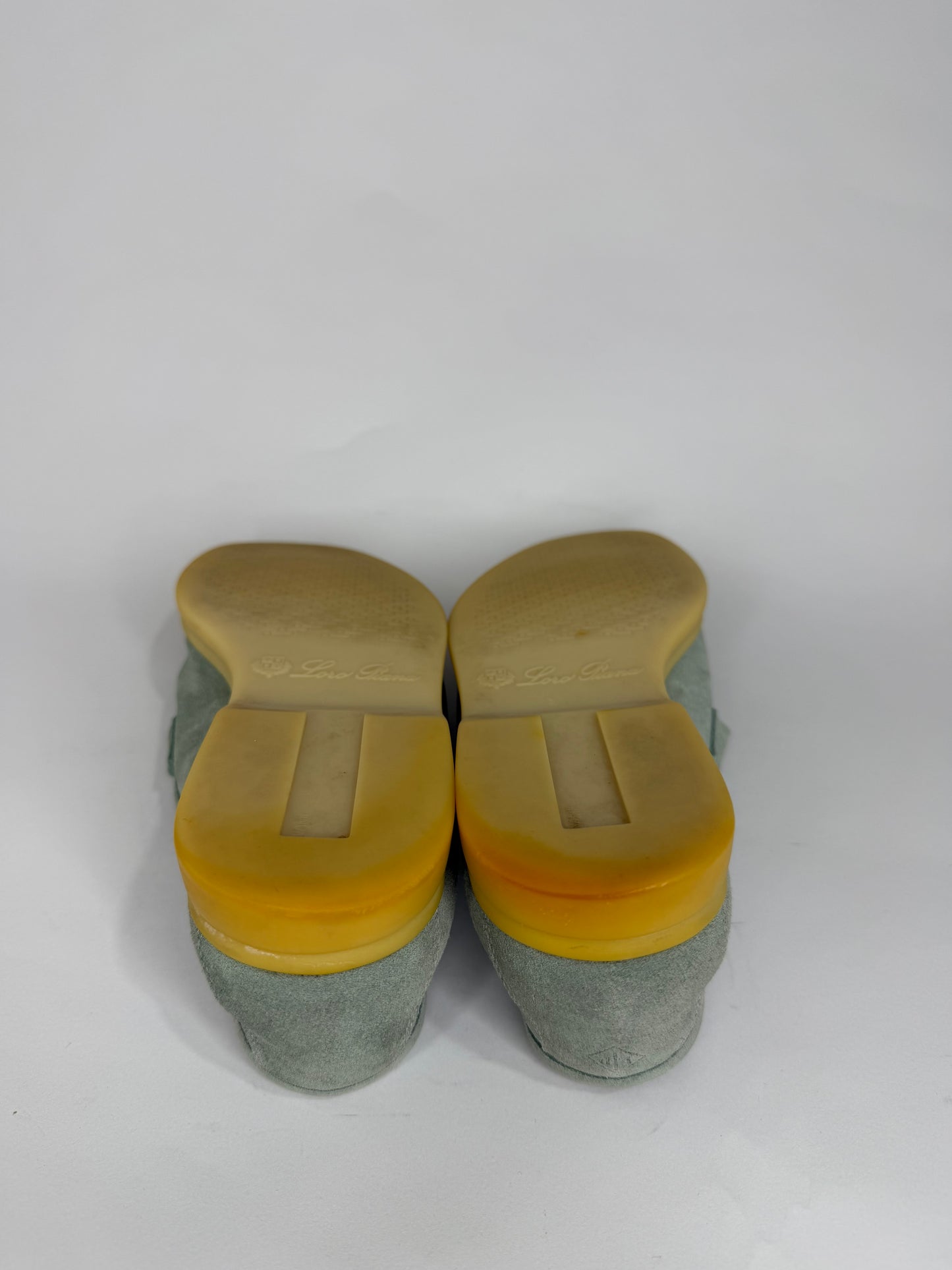 Loro Piana mint green Suede Summer Charms Walk Loafers Size 35.5 EU/ 5.5 US