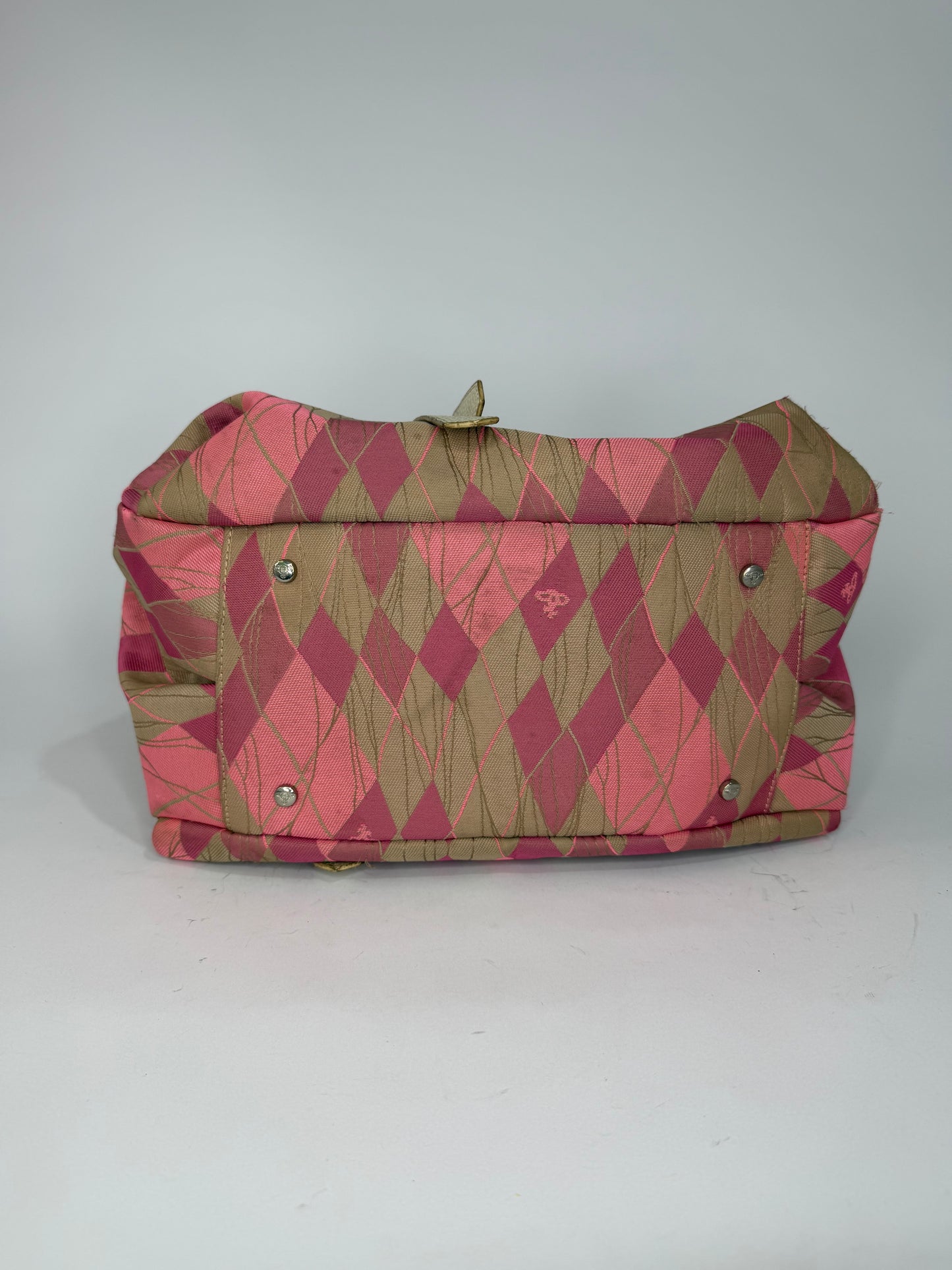 Vivienne Westwood Vintage Pink & Brown Argyle Leather-Trimmed Shoulder Bag