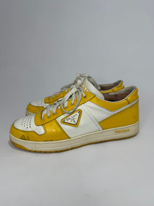 Prada
Enameled Metal Triangle Leather Sneakers