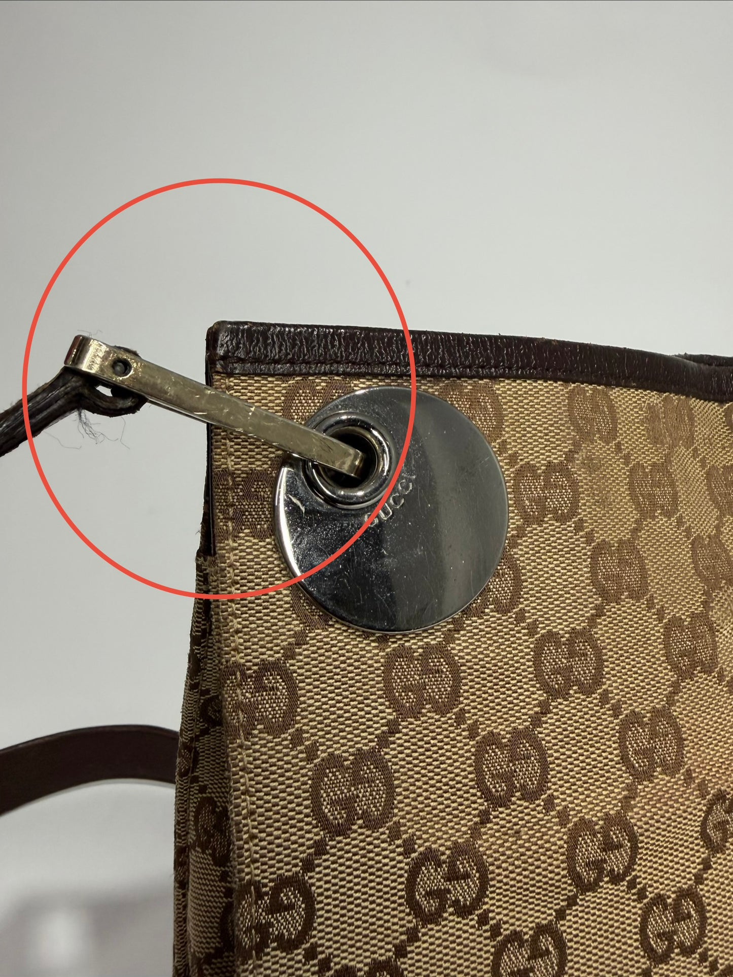 Gucci Monogram Canvas and Leather Trim Shoulder Bag