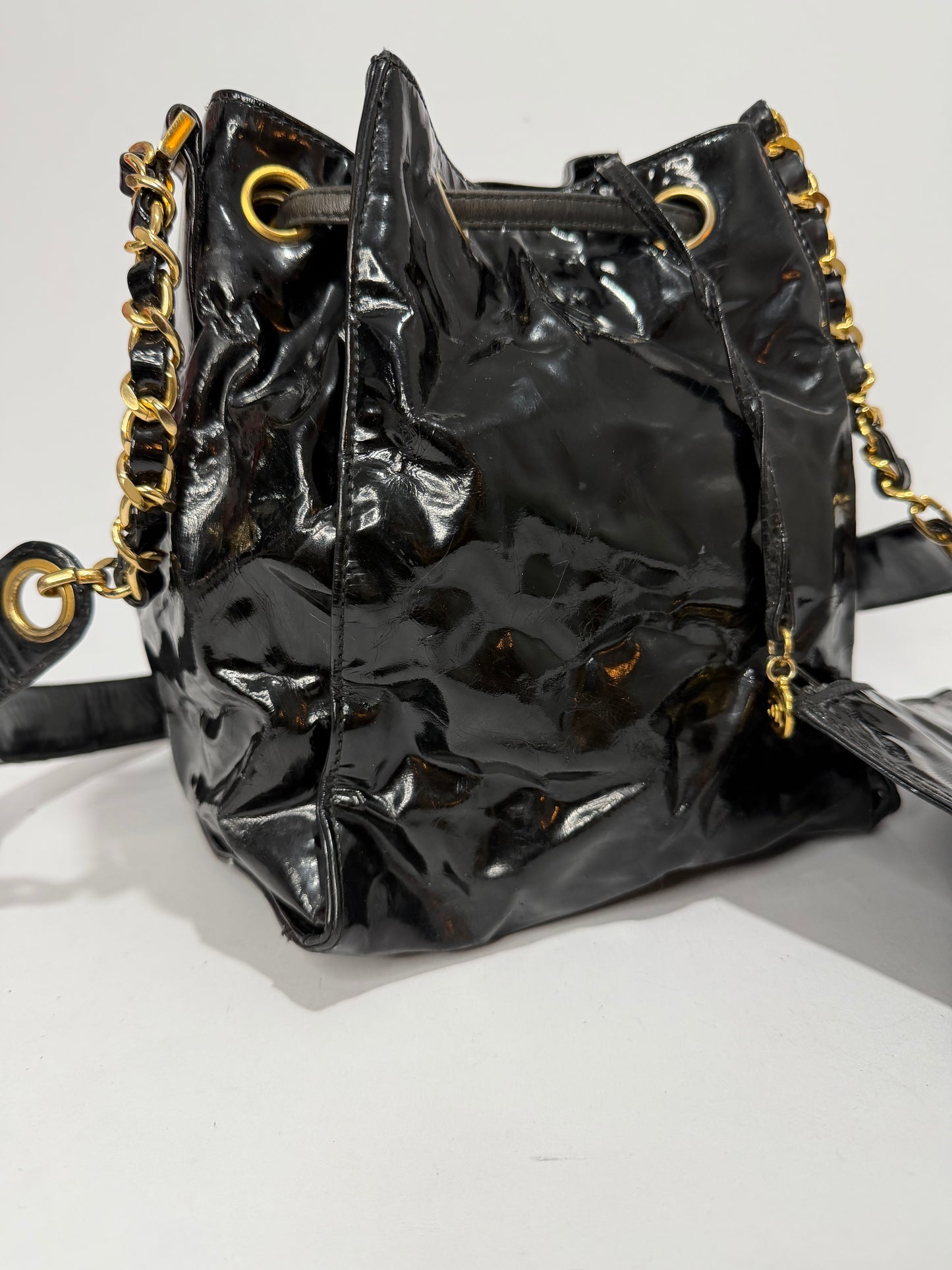 Vintage Chanel CC Patent Bucket Bag