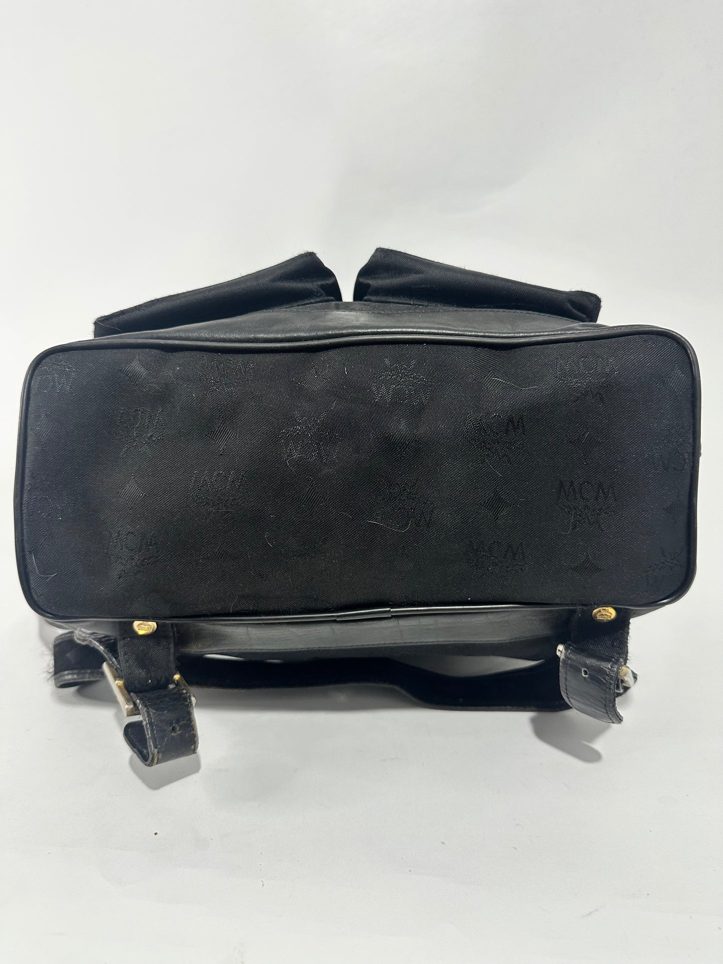 MCM Black Nylon and Leather Drawstring Backpack