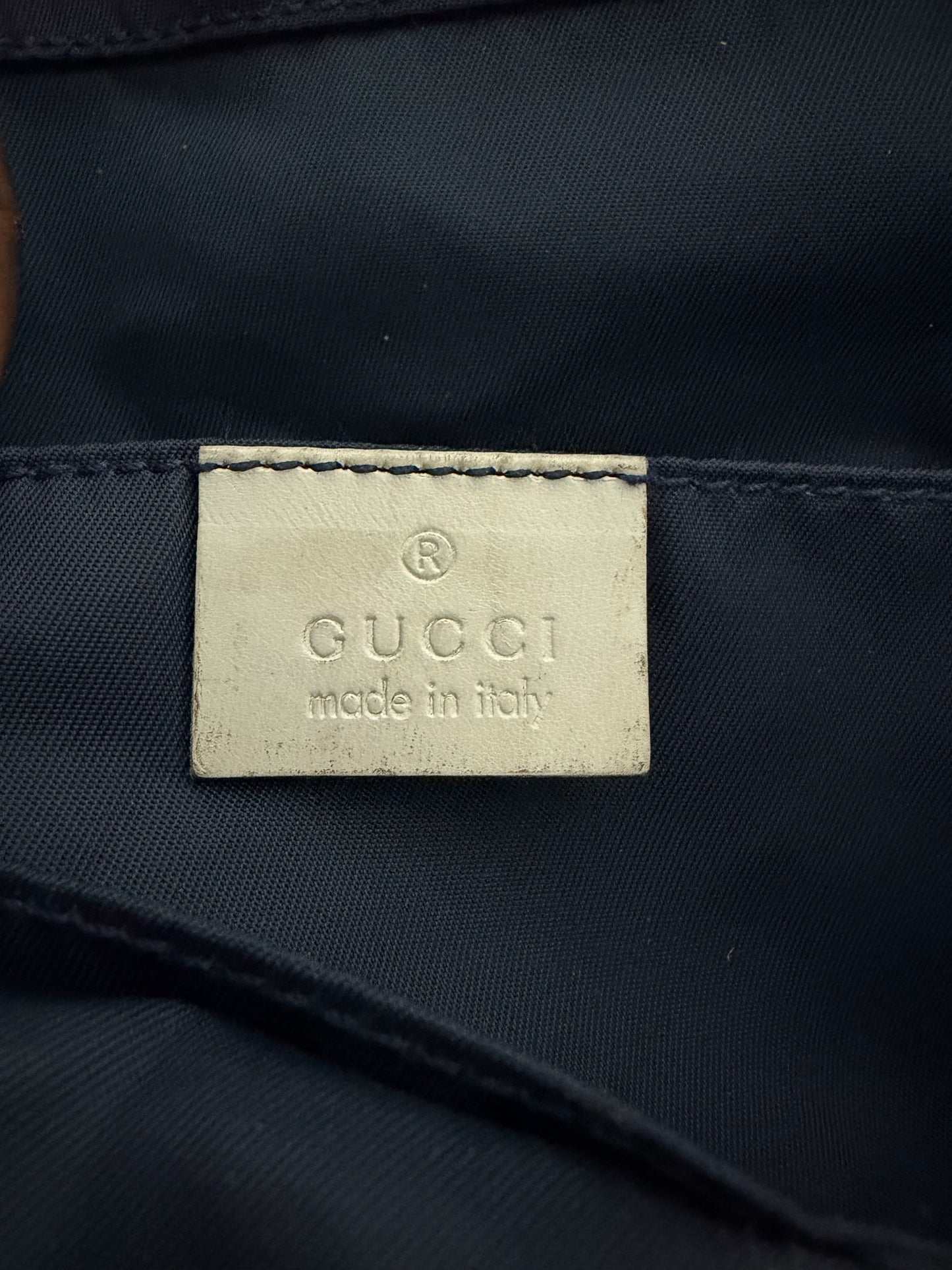 Gucci Vintage Nylon Messenger Bag Navy & Cream