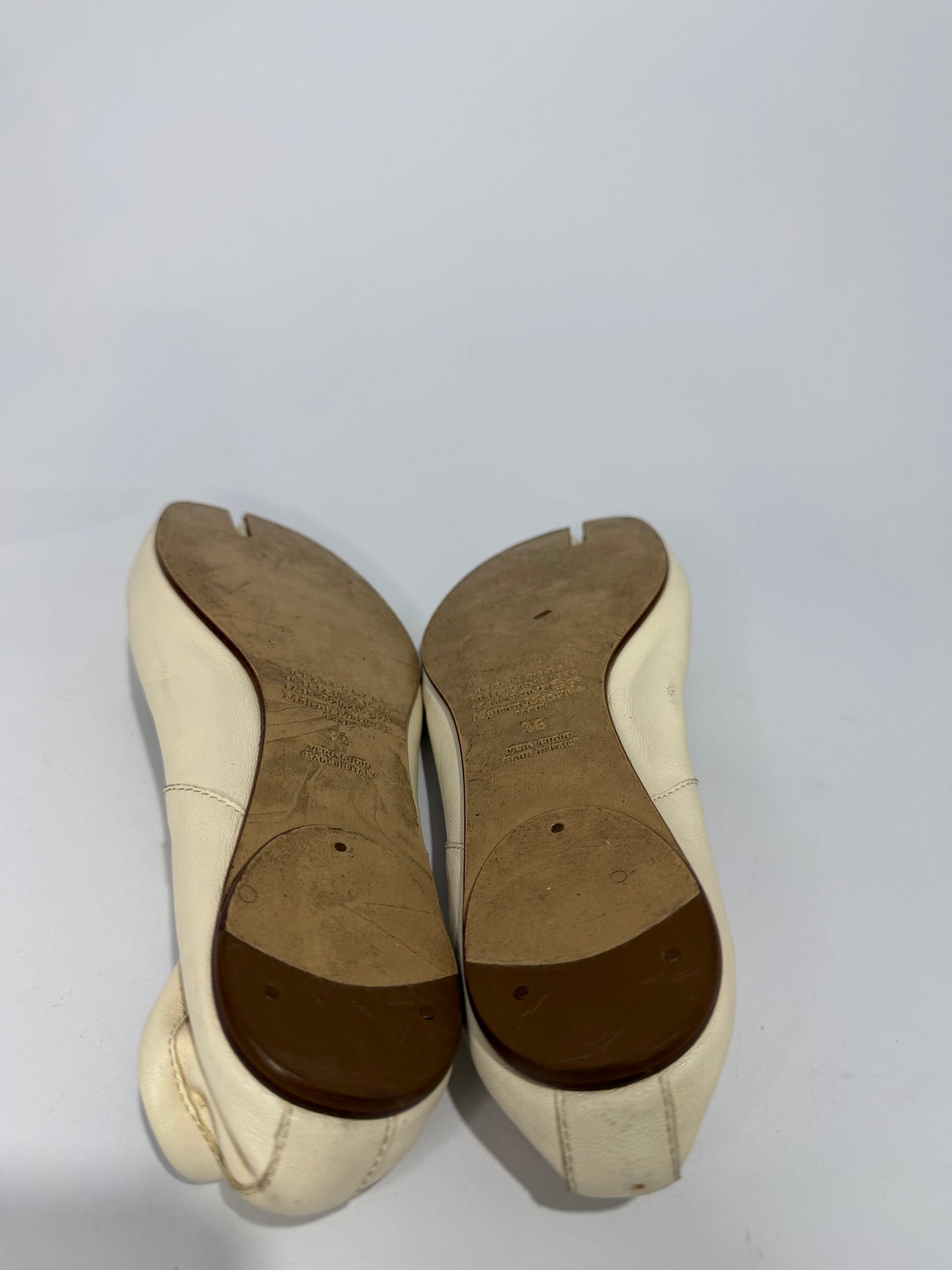 Maison Margiela Tabi Ballet Flats Ivory Leather Split-Toe EU 38