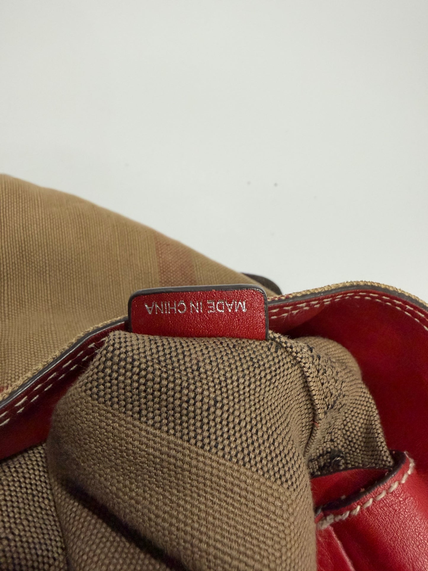 BURBERRY Canvas Mega Check Medium Ashby Hobo Saddle