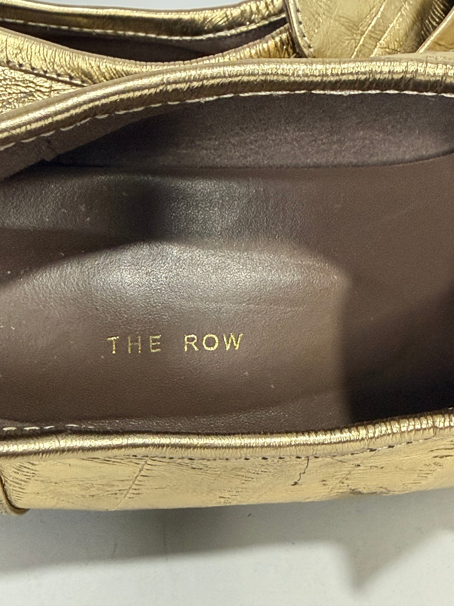 The Row Gold
Eel Skin Loafers 
Women's Size 38 EU/8 US / 5 UK