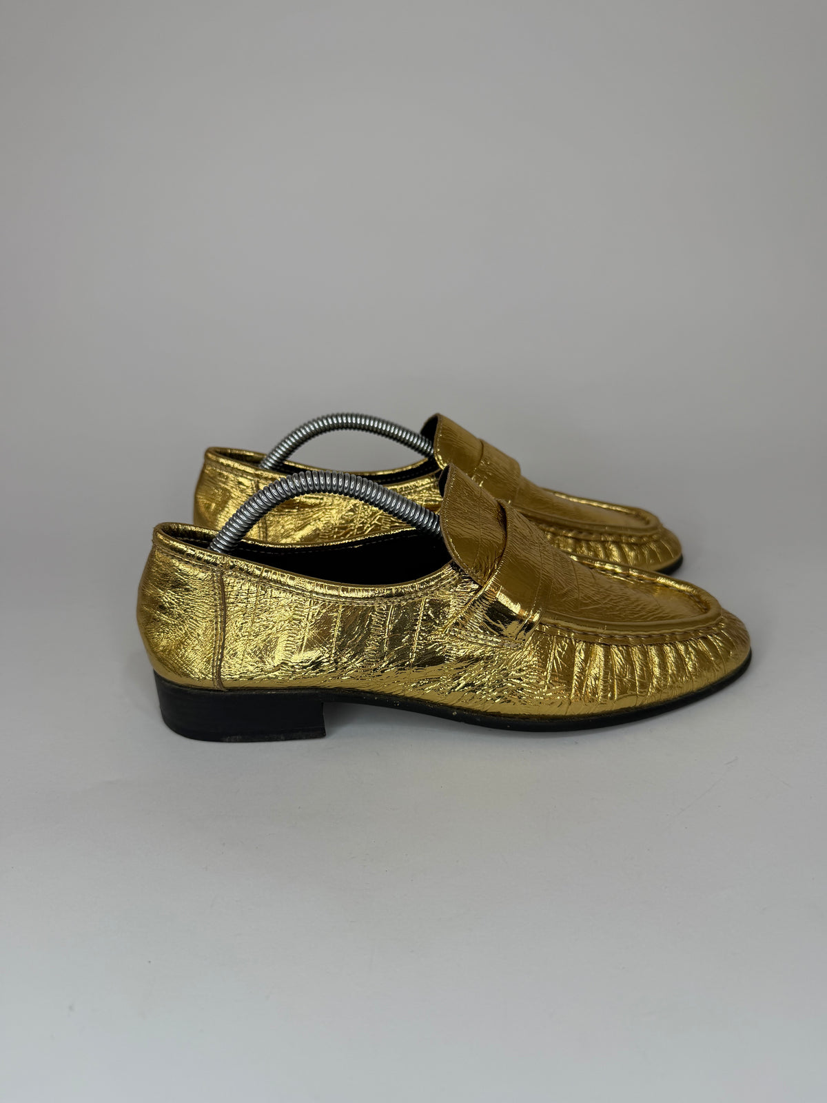 The Row Gold
Eel Skin Loafers 
Women's Size 36 EU/6 US / 3 UK