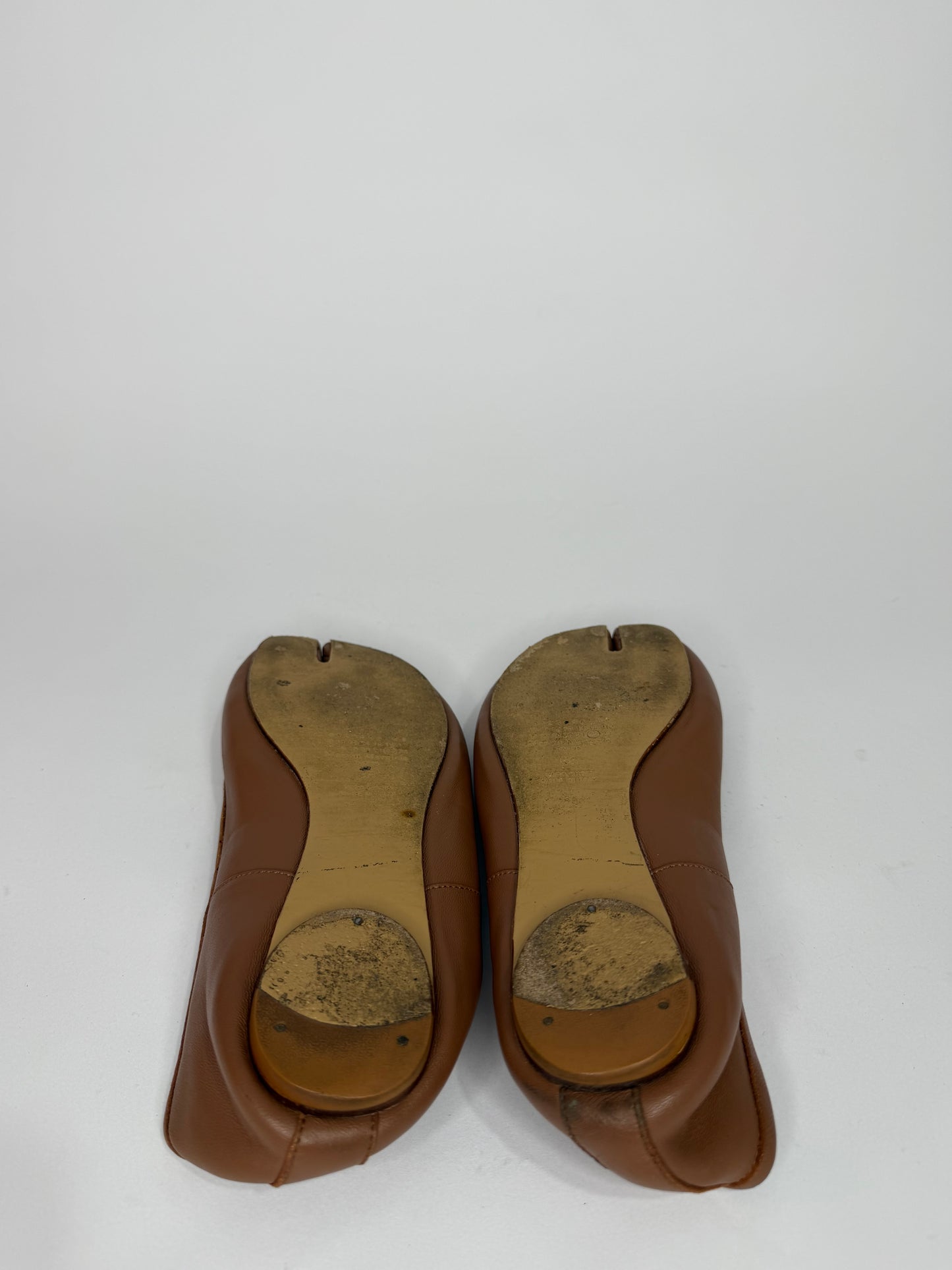 Maison Margiela Tabi Ballet Flats Brown Leather Split-Toe EU 38