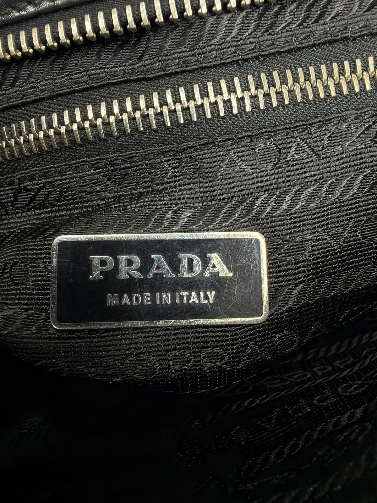 Prada Black Nylon and Leather Buckle Flap Baguette Bag