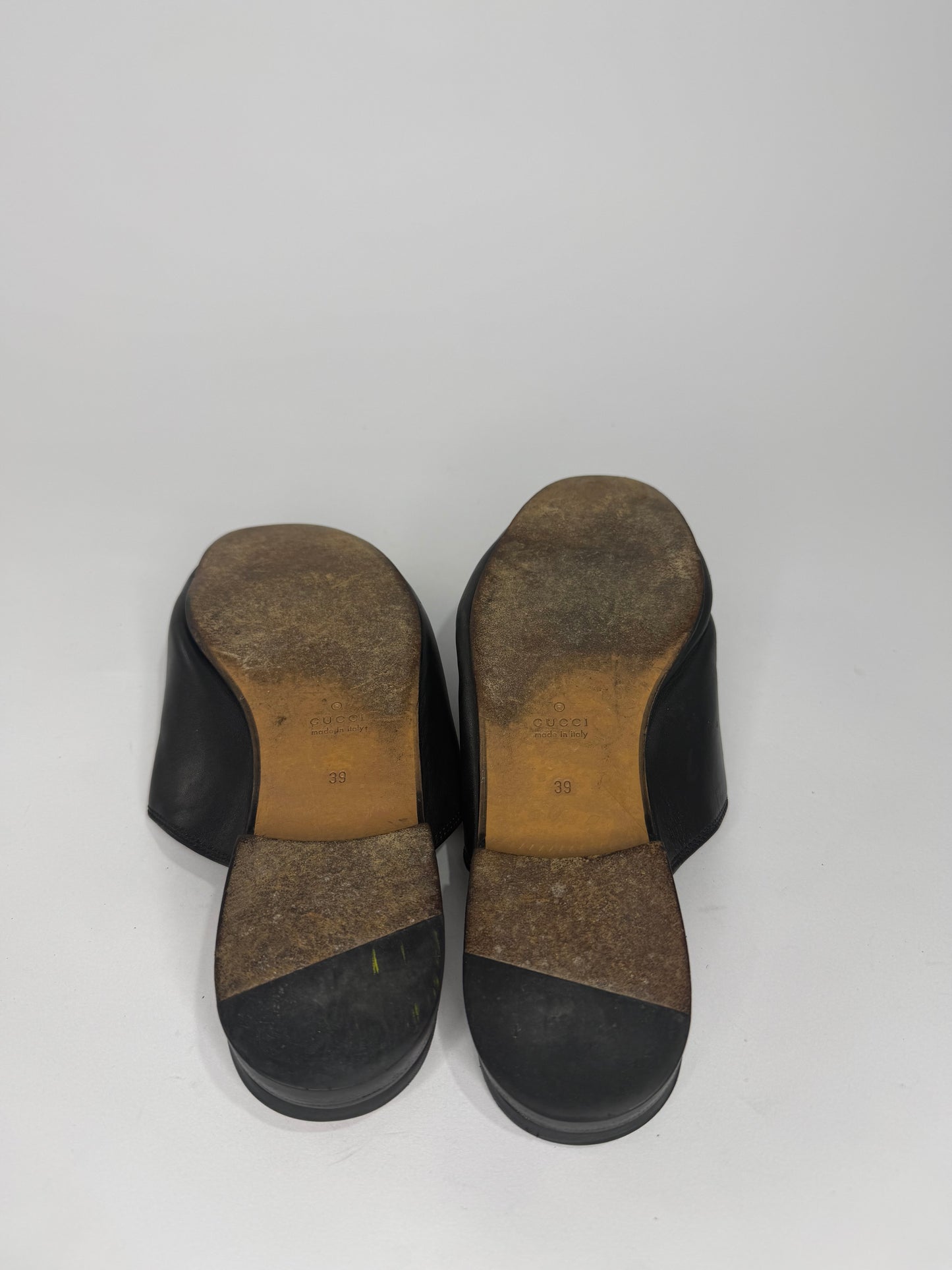 Gucci Black Leather Rose Embroidered Princetown Horsebit Flat Mules Size 39 EU/ 9 US / 6 UK