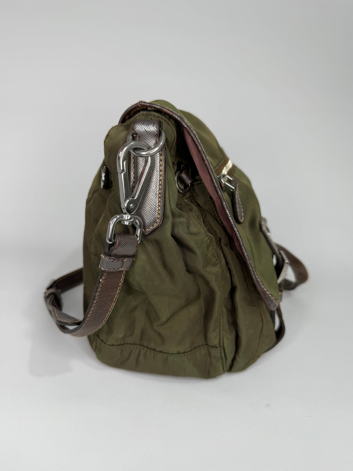 PRADA
Beige Nylon And Leather Medium Messenger Bag