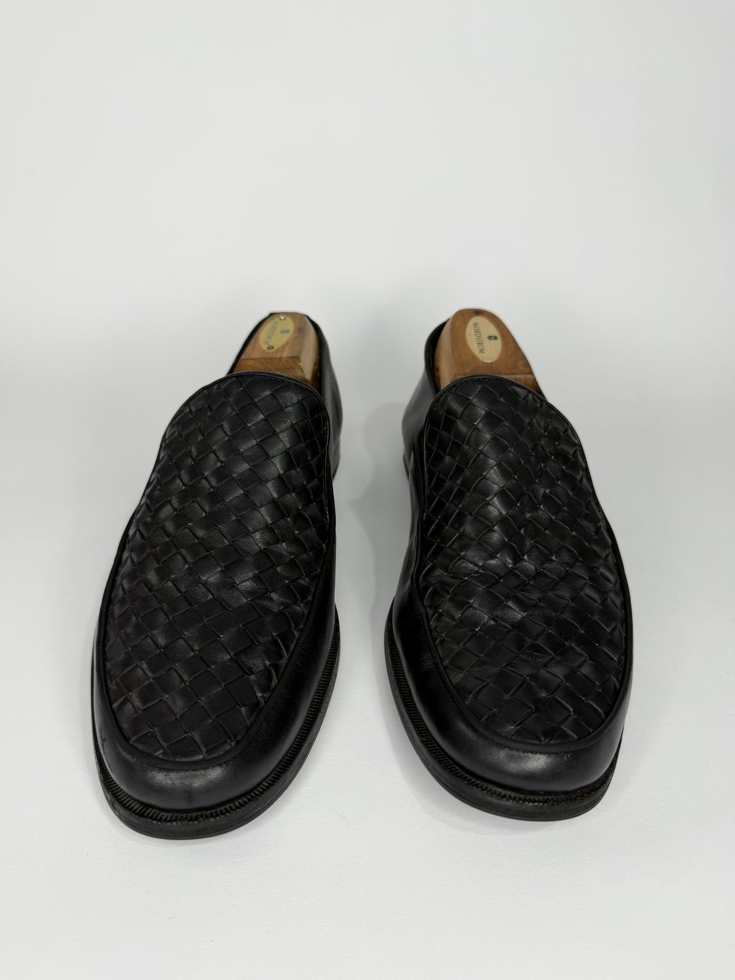 Bottega Veneta Black Intrecciato Leather Slip On Loafers Size 42 EU/ 8 UK/ 9 US