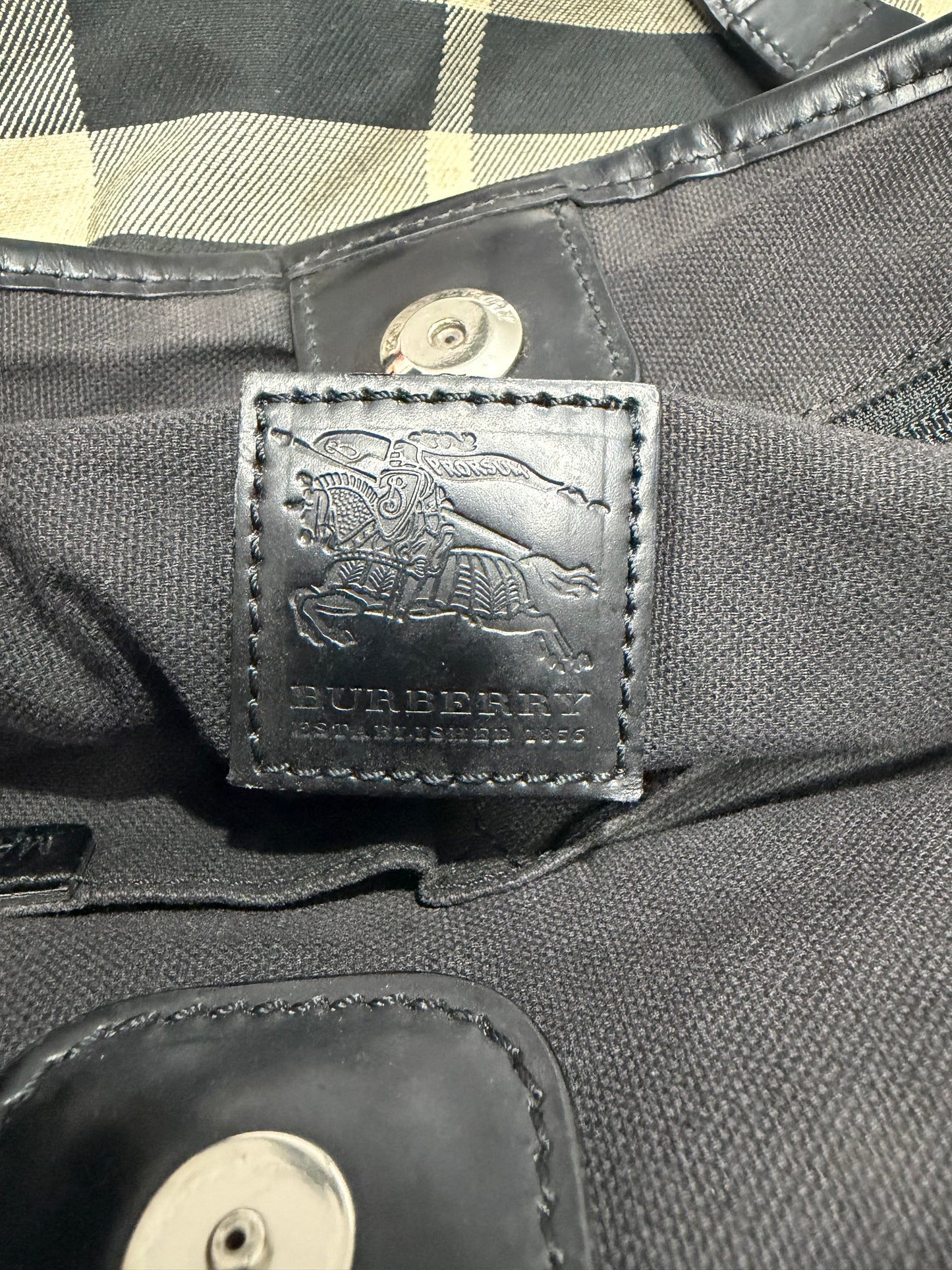 Burberry Grey/Black House Check Canvas and Leather Tote