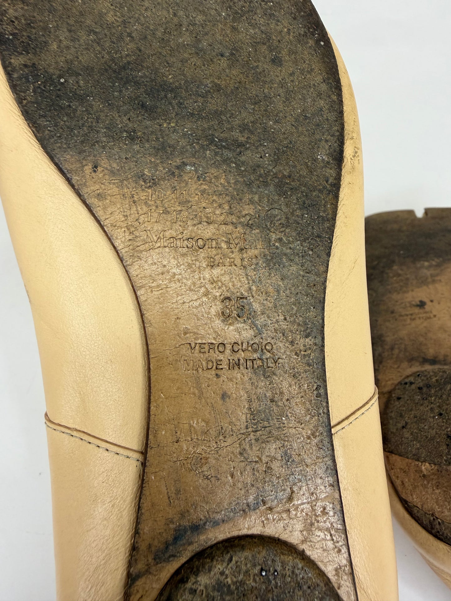Maison Margiela Tabi Ballet Flats Brown Leather Split-Toe EU 35 / 5 US/ 2 UK
