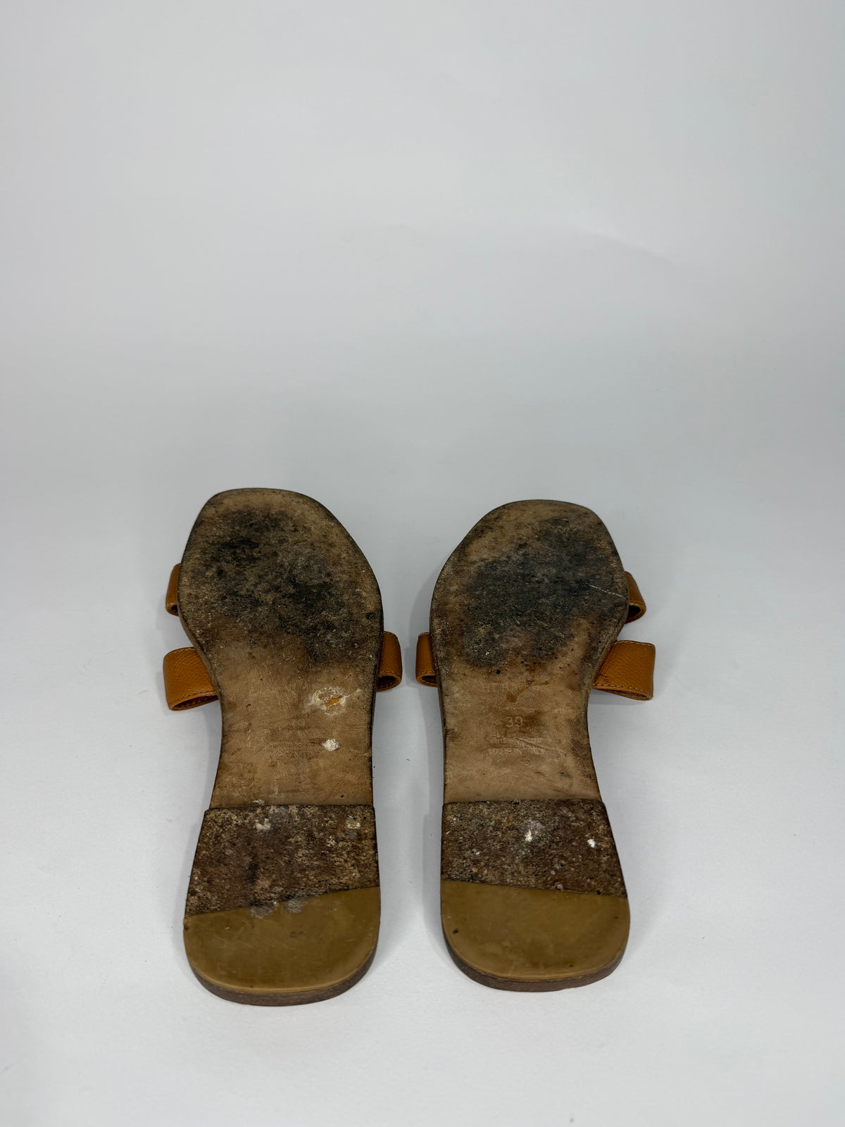 HERMES Cramel Box Calfskin Oran Epson Sandals 39 EU/ 9 US / 6 UK