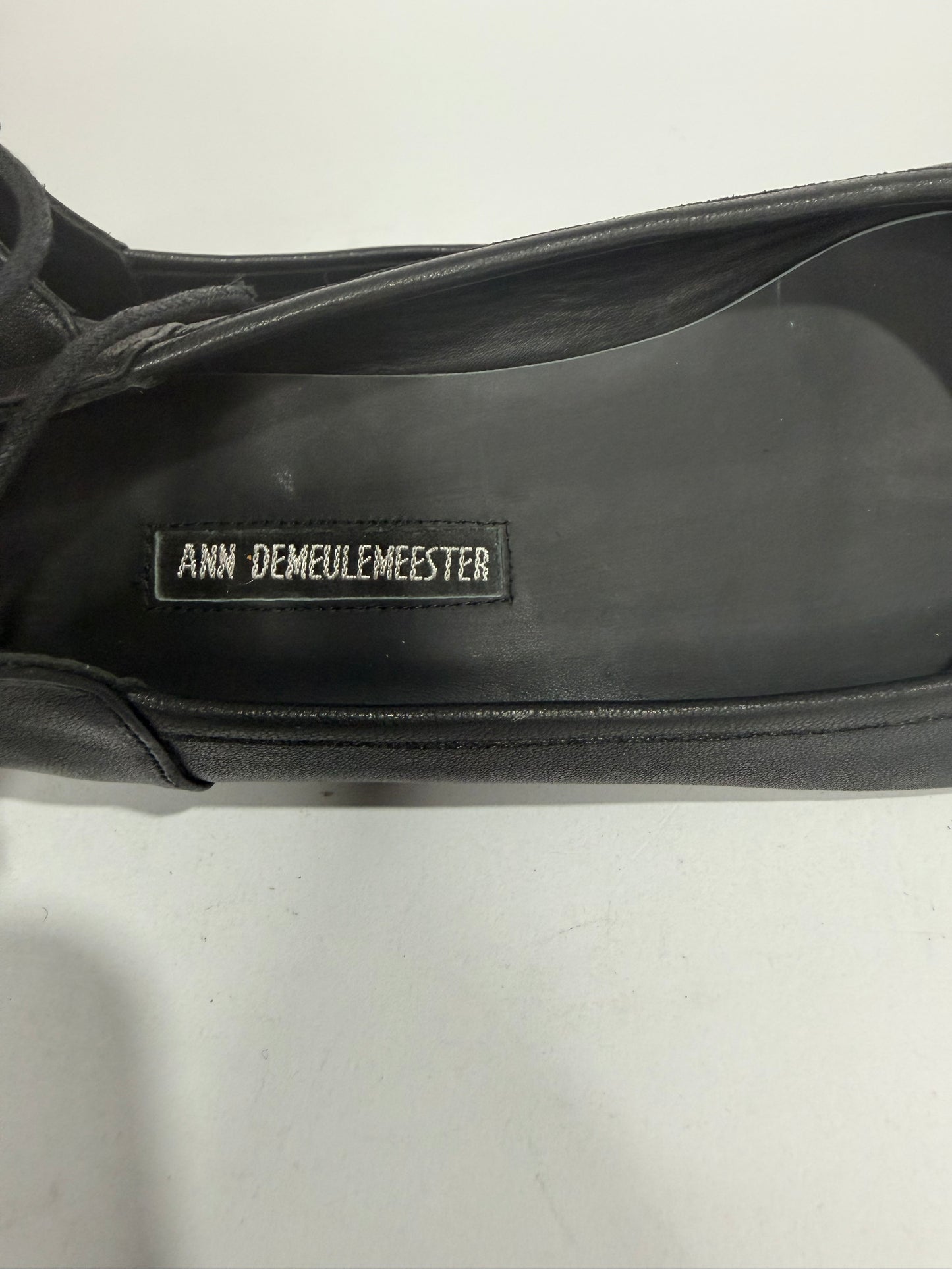 Ann Demeulemeester Black Leather Lace-Up Ballet Flats Ankle Wrap Size EU 37/ 7 US