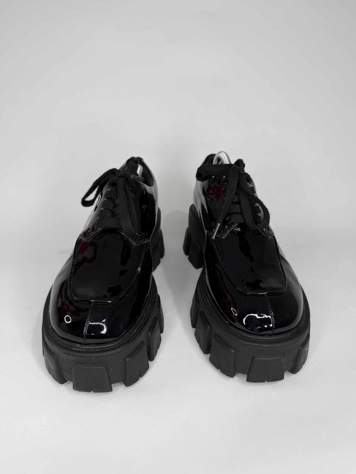 Prada Black Patent Leather Monolith Platform Derby Sneakers Size 36 EU/ 6 US / 3 UK