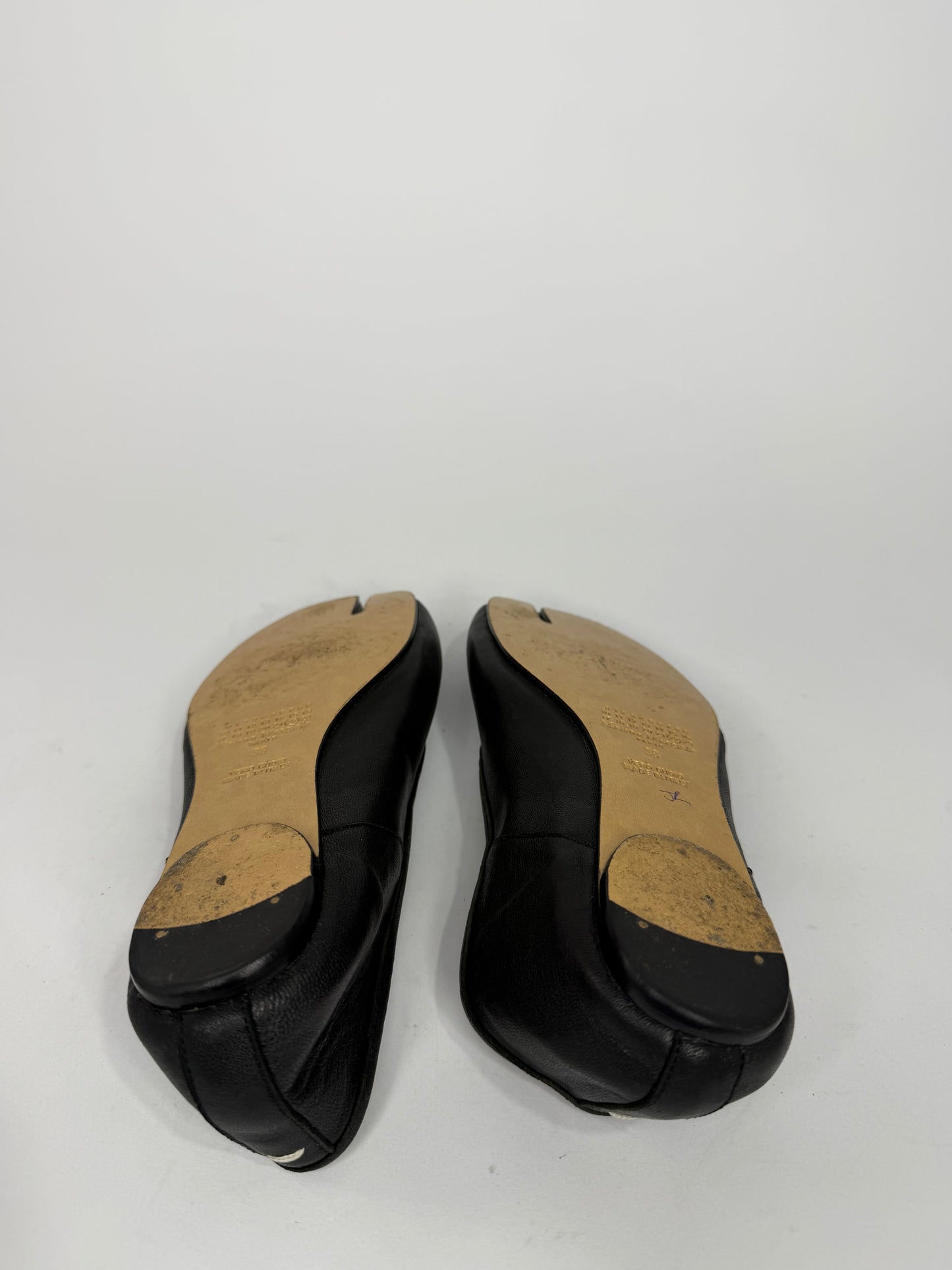 Maison Margiela Tabi Ballet Flats Black Leather Split-Toe EU 39
