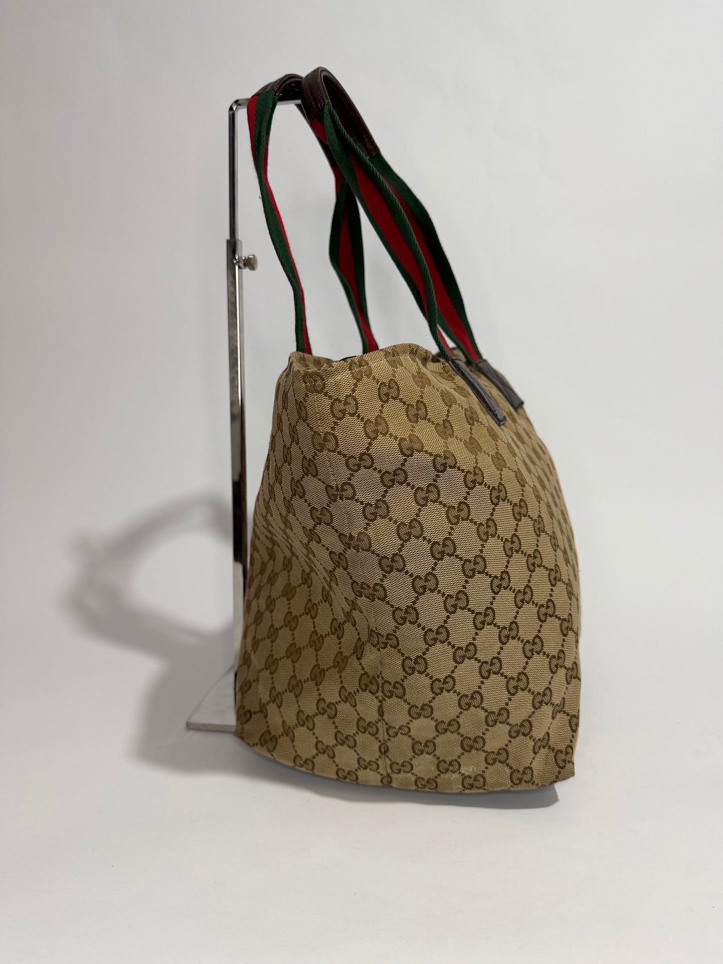 GUCCI GG Monogram Large Web Handle Bucket Tote