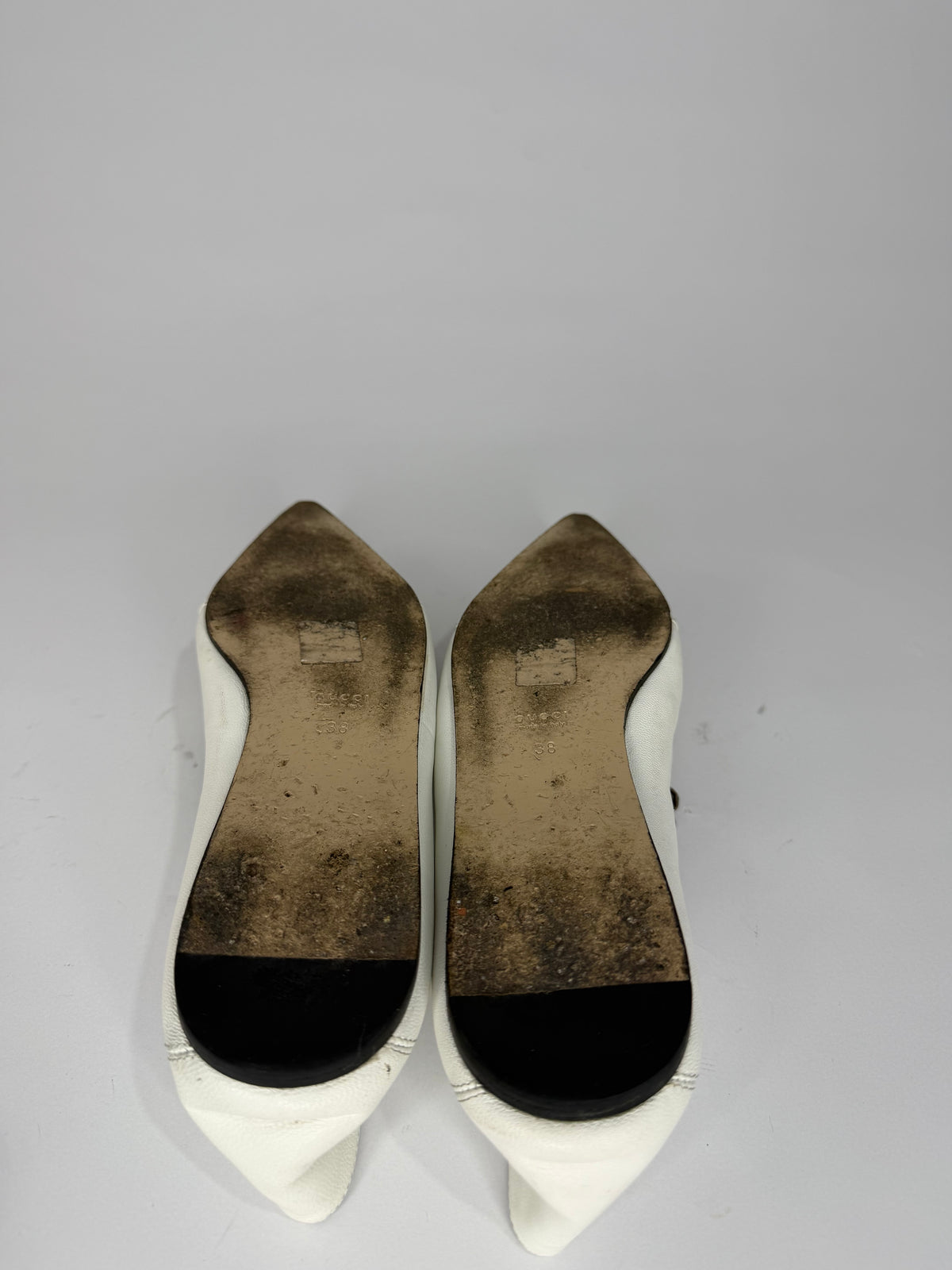 Gucci White Horsebit Ballet Flats Size 38 EU/ 8 US
