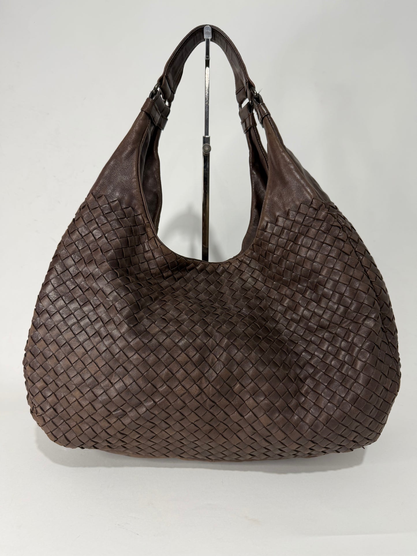BOTTEGA VENETA Ebano Woven Leather Large Campana Bag