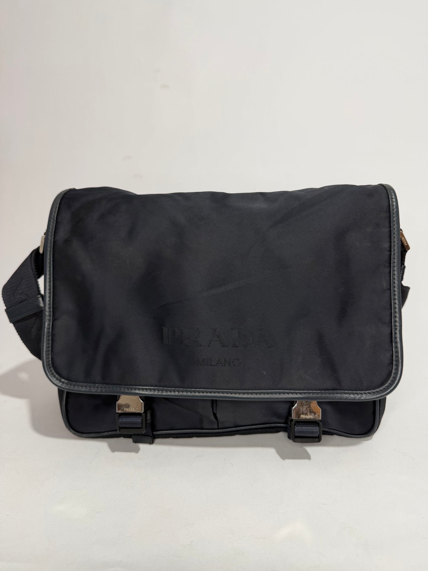 Navy Prada Tessuto Crossbody Bag